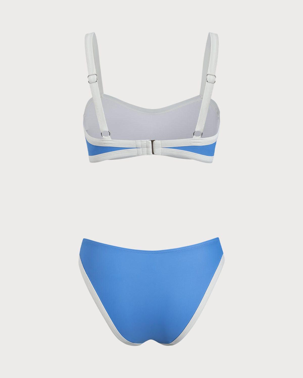 Blue Contrast Bralette Bikini Set Product Image