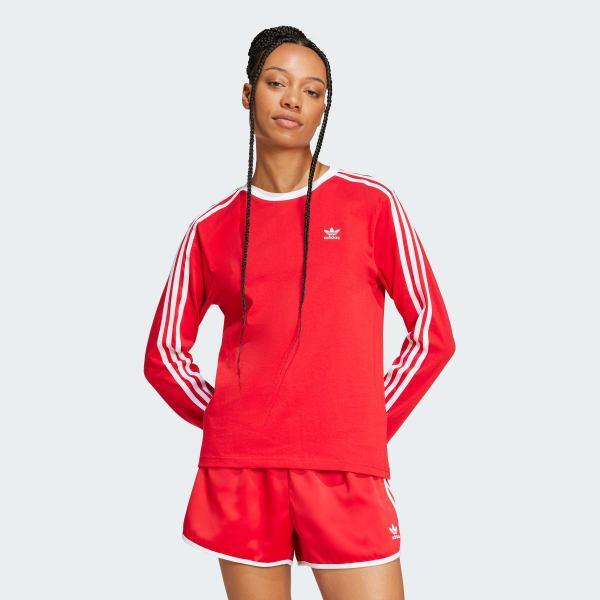 adidas Adicolor 3-Stripes Regular Long Sleeve Tee Black S Womens Product Image