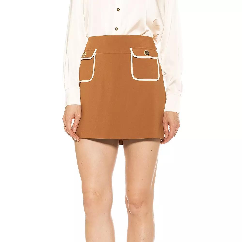 Women's ALEXIA ADMOR Mila Front Pocket Mini Skirt, Size: 12, Brown Product Image