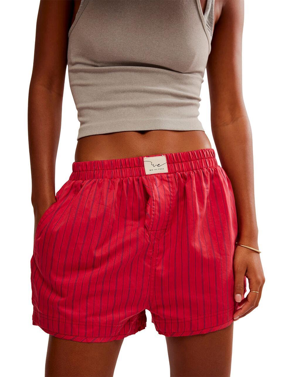 FREE PEOPLE Day To Day Womens Striped Boxer Shorts Product Image