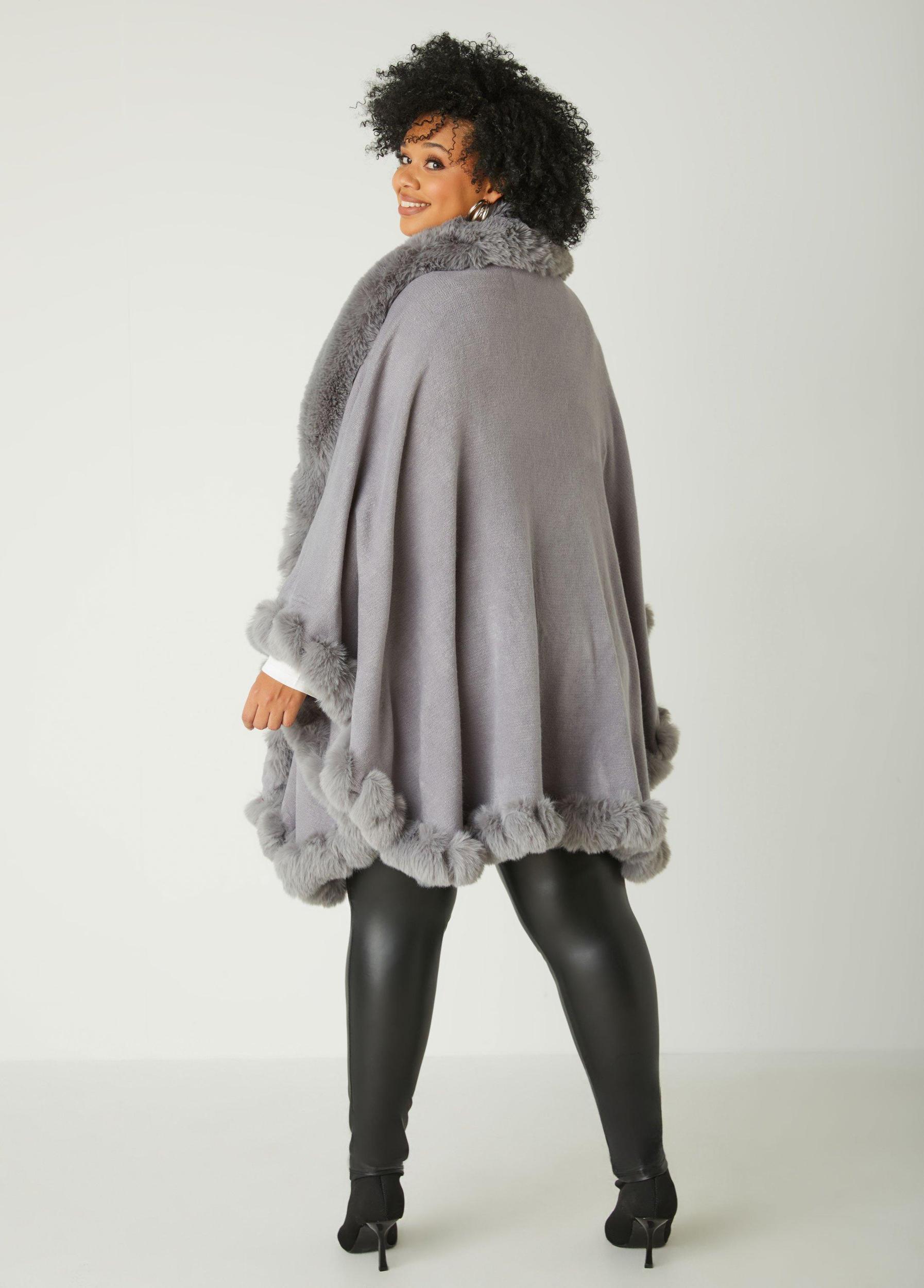 Max Studio Faux Fur Trimmed Ruana Product Image