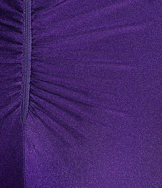 Dear Moon Square Neck Spaghetti Strap Low Ruched Tie Back Gown Product Image