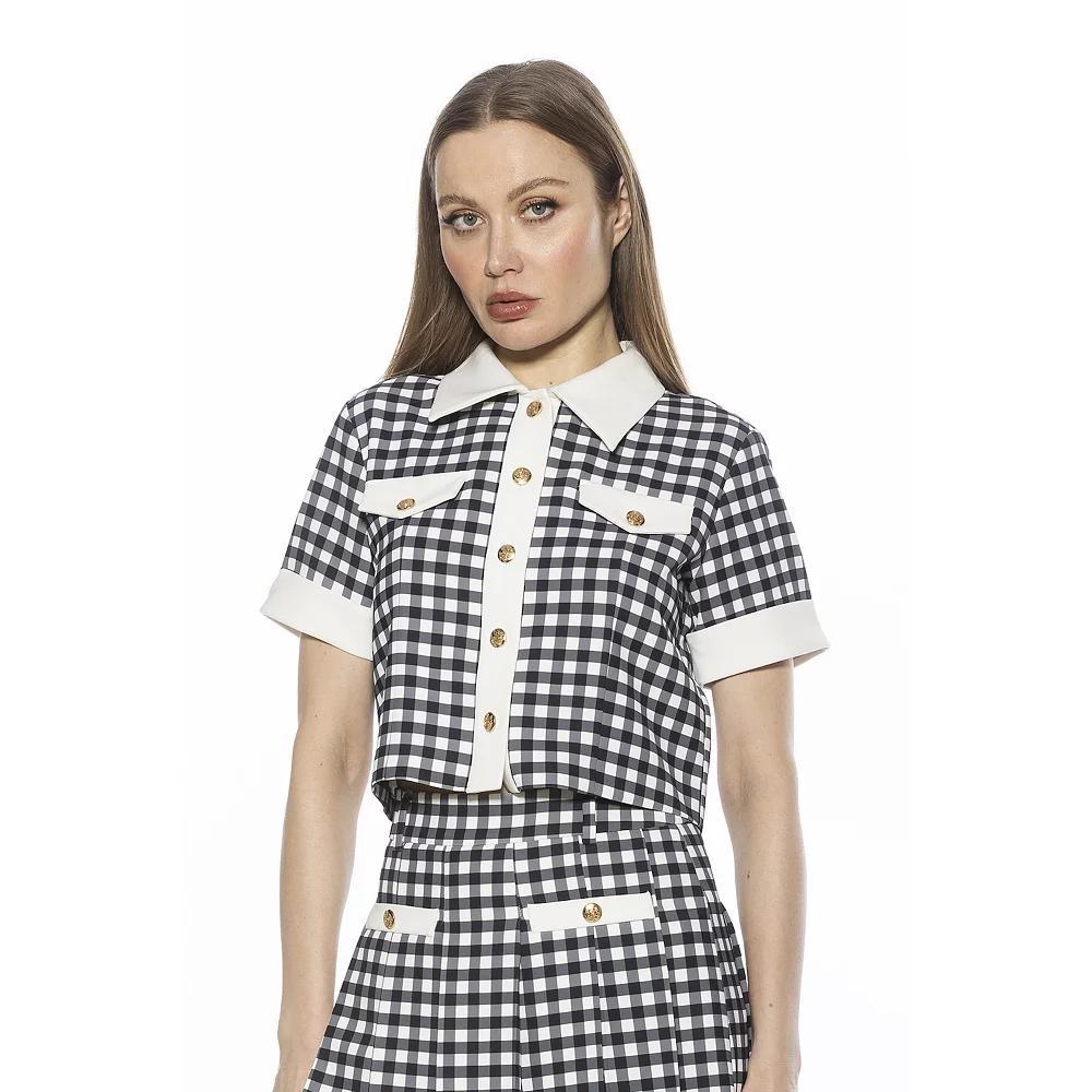 Women's ALEXIA ADMOR Emery Short Sleeve Collared Button Down Top, Size: 10, Ivory Product Image