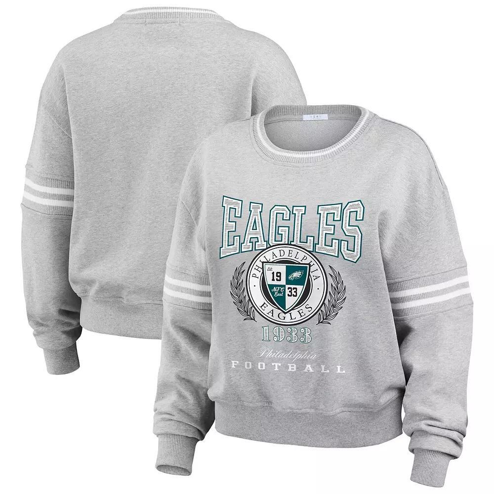 Women's WEAR by Erin Andrews Heather Gray Philadelphia Eagles Pullover Sweatshirt, Size: Small, Grey Product Image
