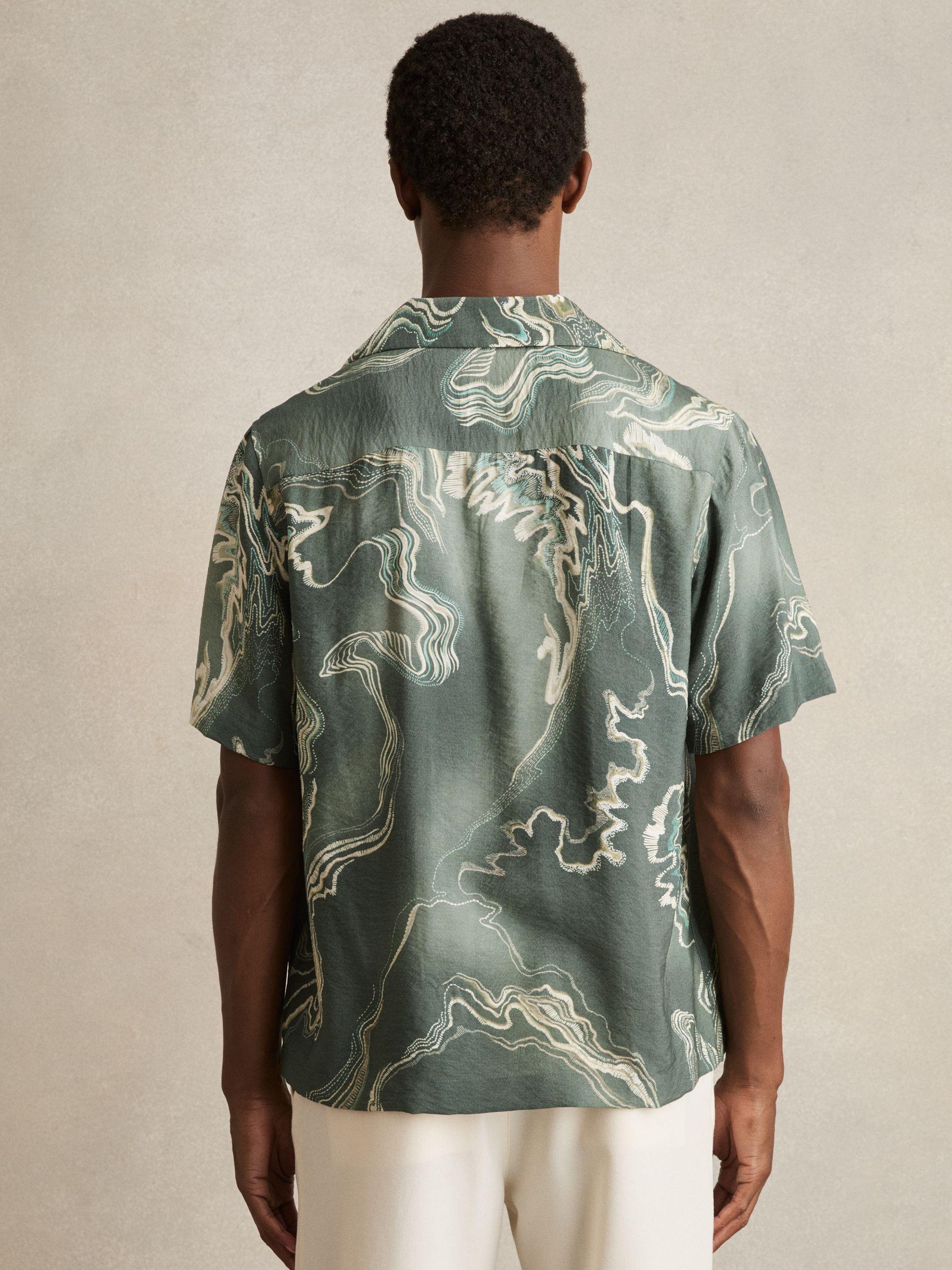 Print Cuban-Collar Shirt in Sage Green Product Image