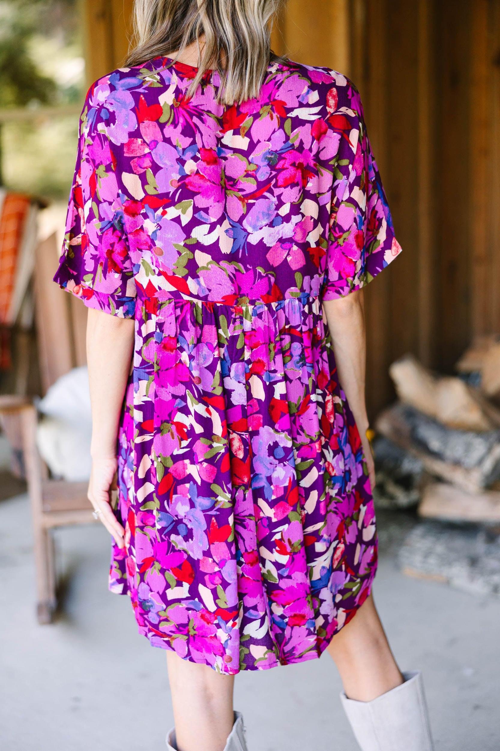 Find The Way Magenta Purple Floral Dress Female Product Image