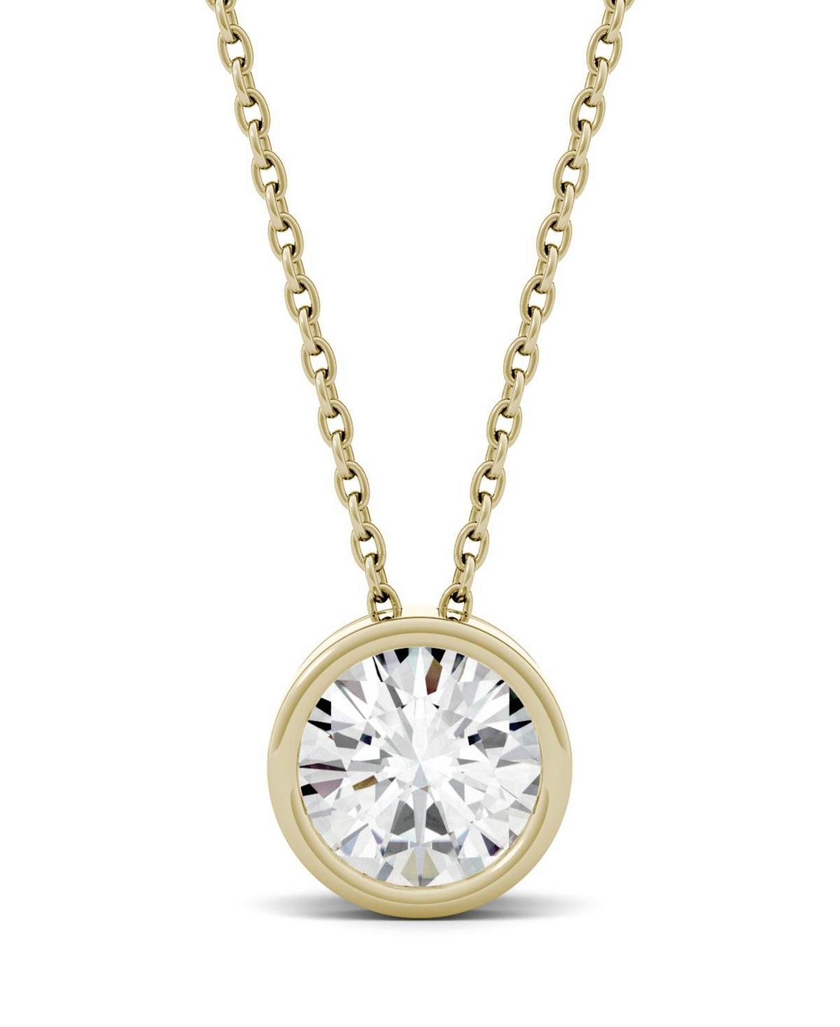 Charles & Colvard 14k Gold 1 Carat T.W. Lab-Created Moissanite Bezel Solitaire Pendant Necklace, Women's, White Product Image