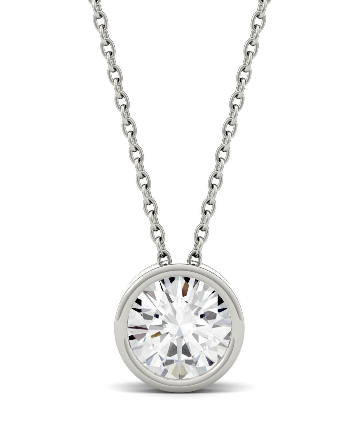 Charles & Colvard 14k Gold 1 Carat T.W. Lab-Created Moissanite Bezel Solitaire Pendant Necklace, Women's, White Product Image