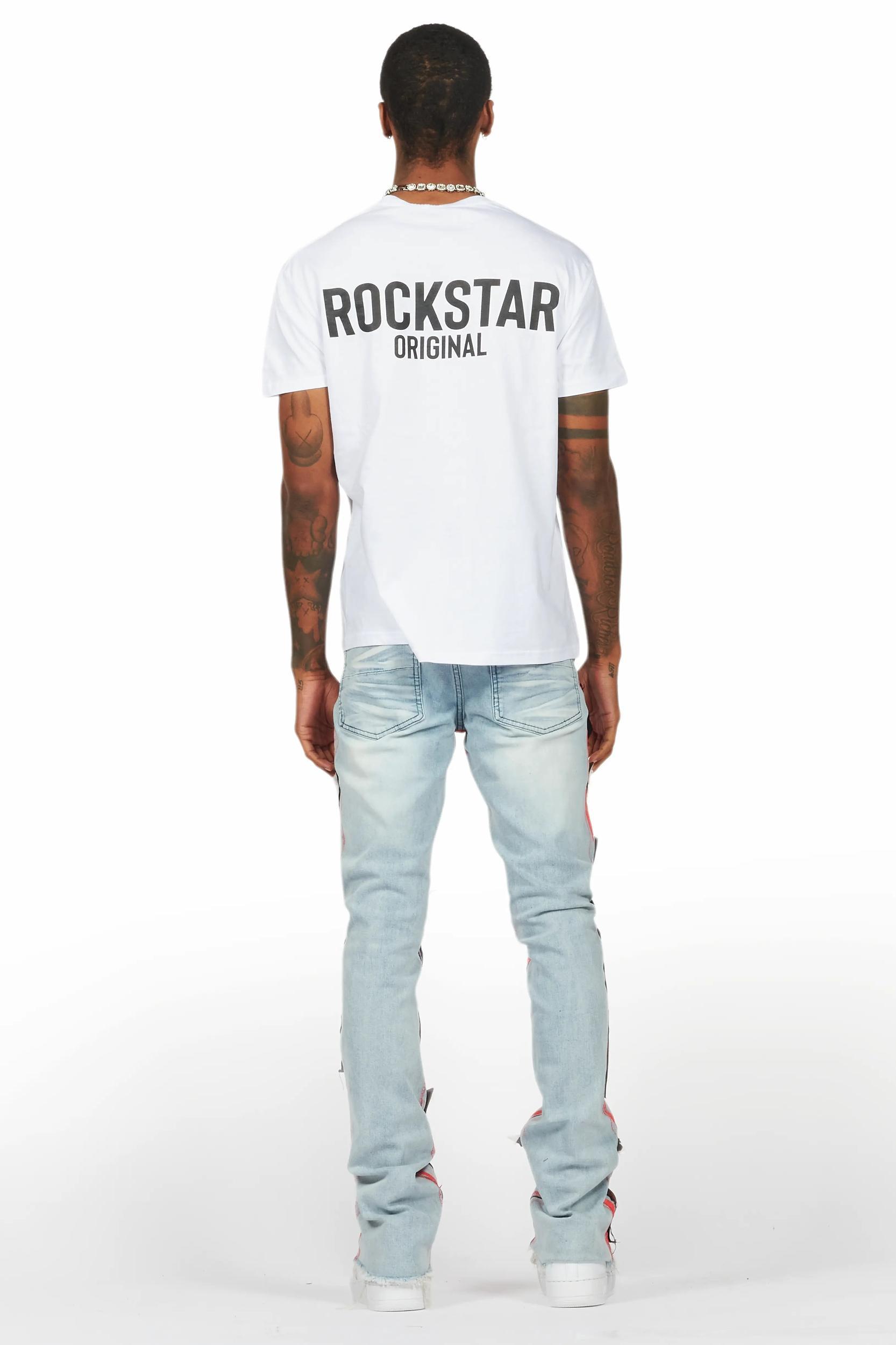 Edge Blue/Red Roller Paint Stacked Flare Jean Male Product Image
