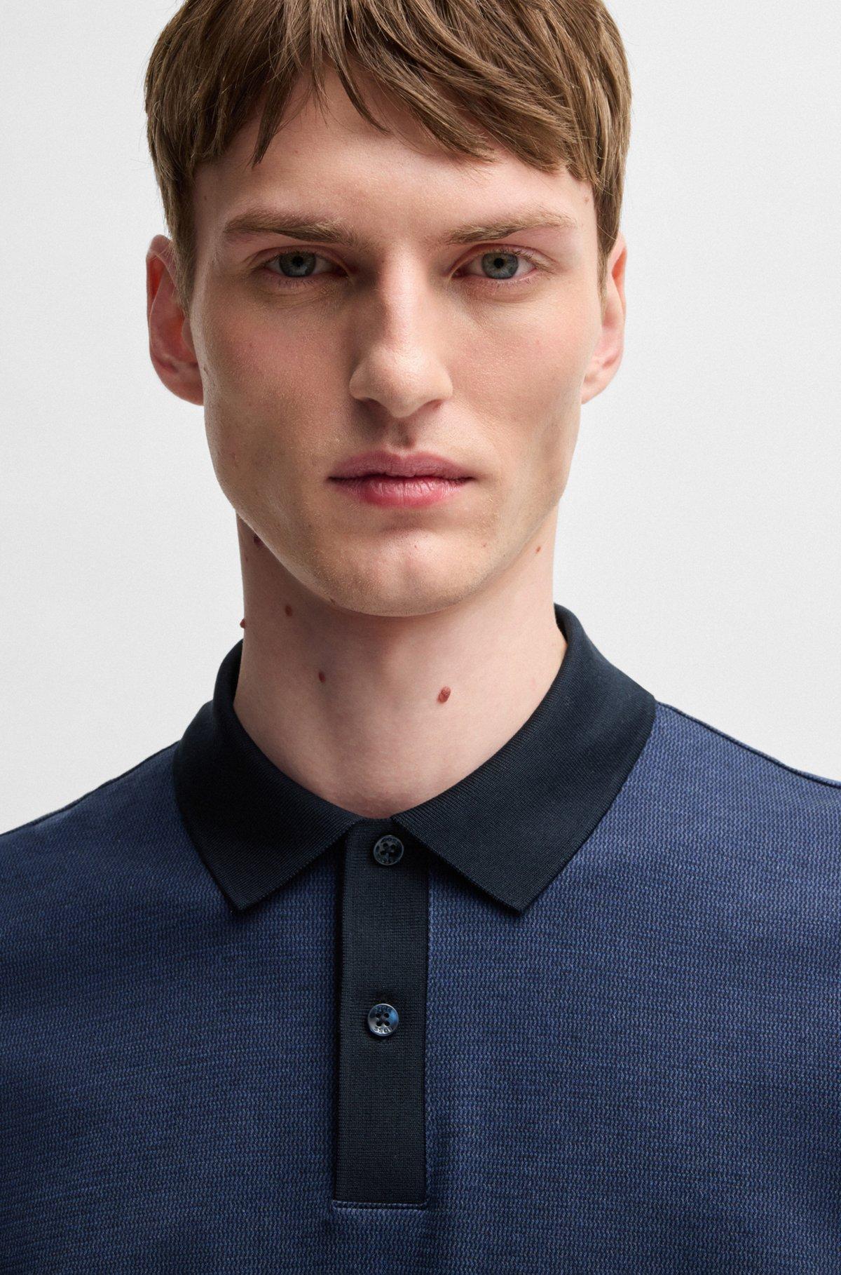Mercerized-cotton polo shirt with micro pattern Product Image