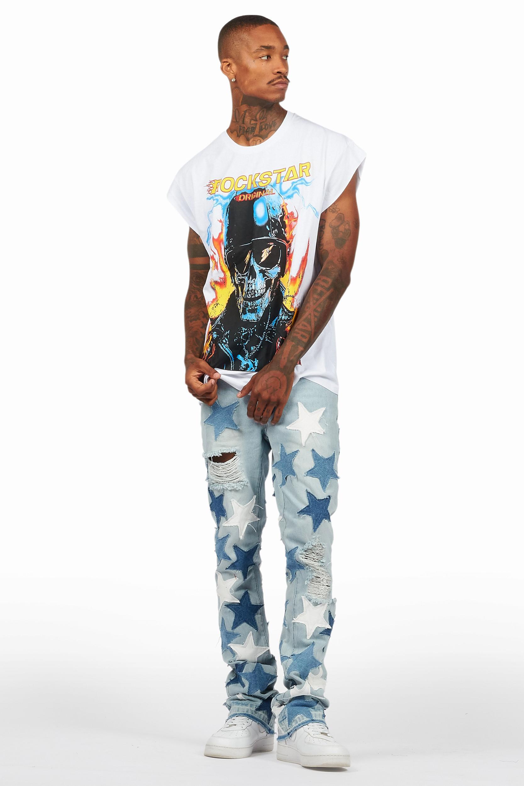 Balius White Graphic Muscle T-Shirt Male Product Image