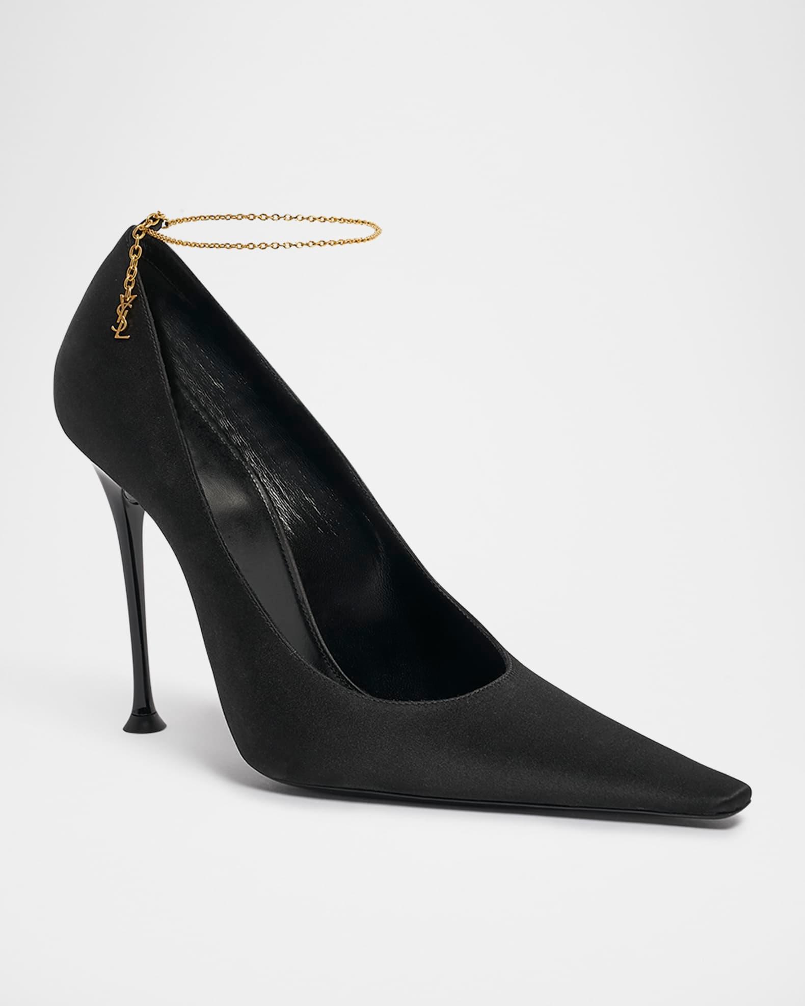 Satin YSL Ankle-Chain Pumps Product Image