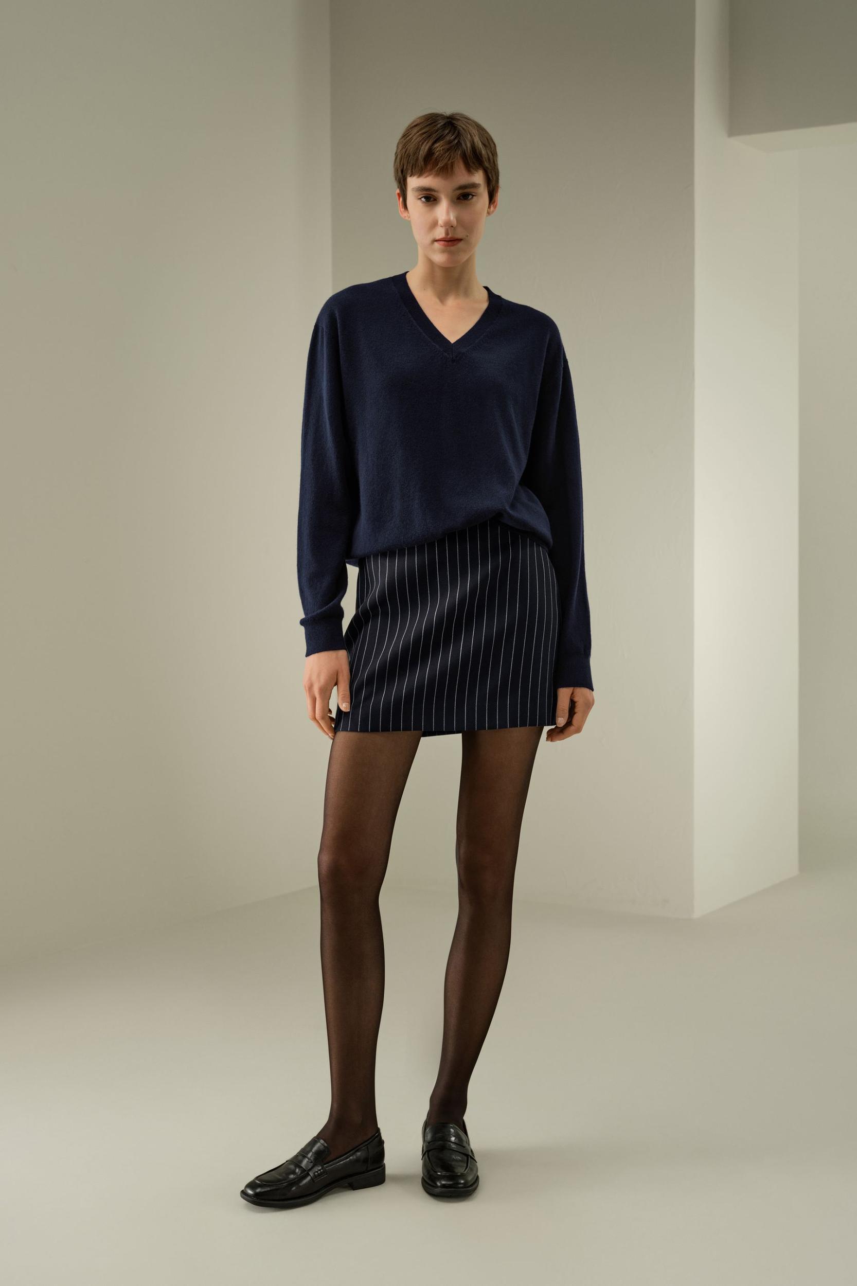 Sloane Pinstripe Wool-Blend Mini Skirt Product Image