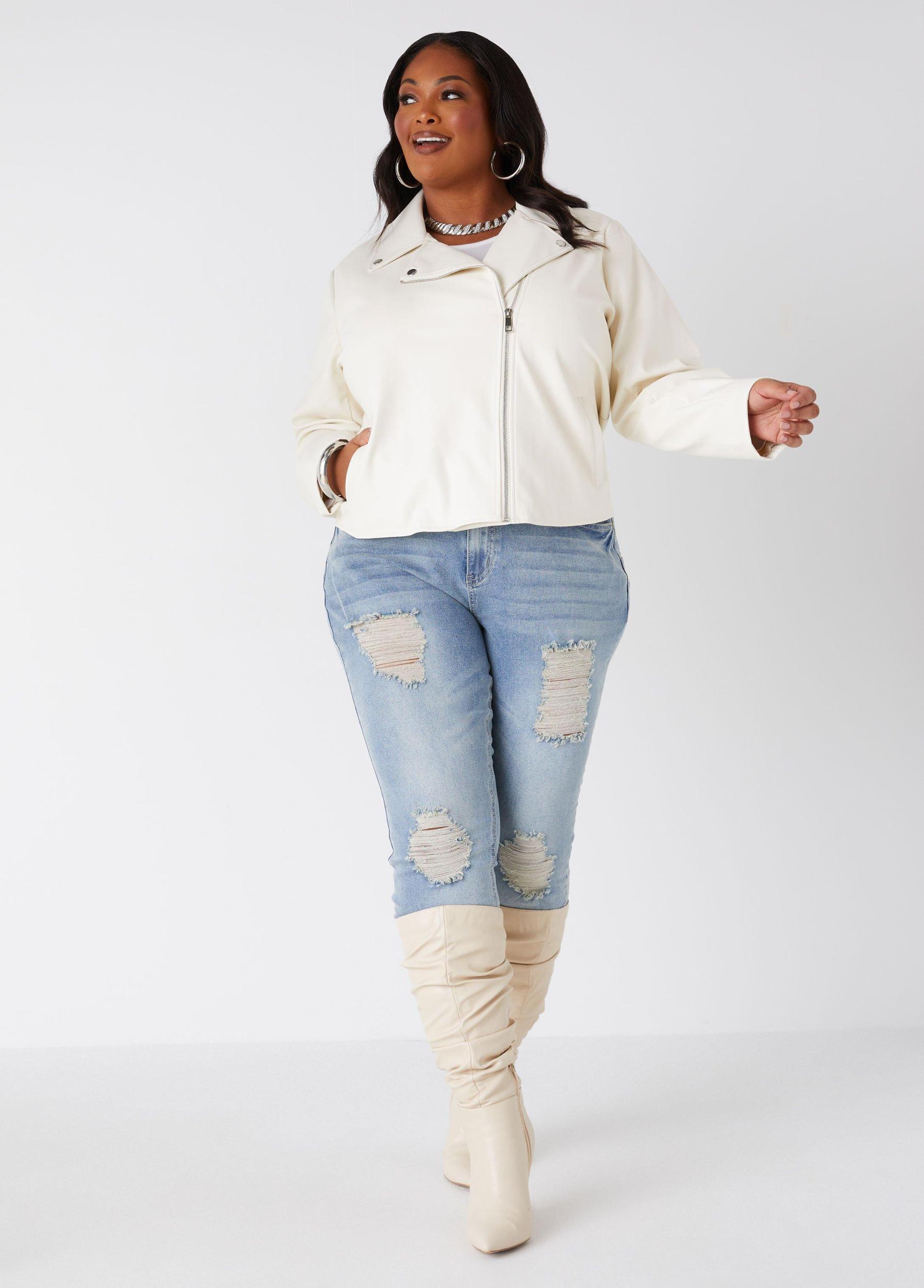 Asymmetric Faux Leather Moto Jacket Product Image