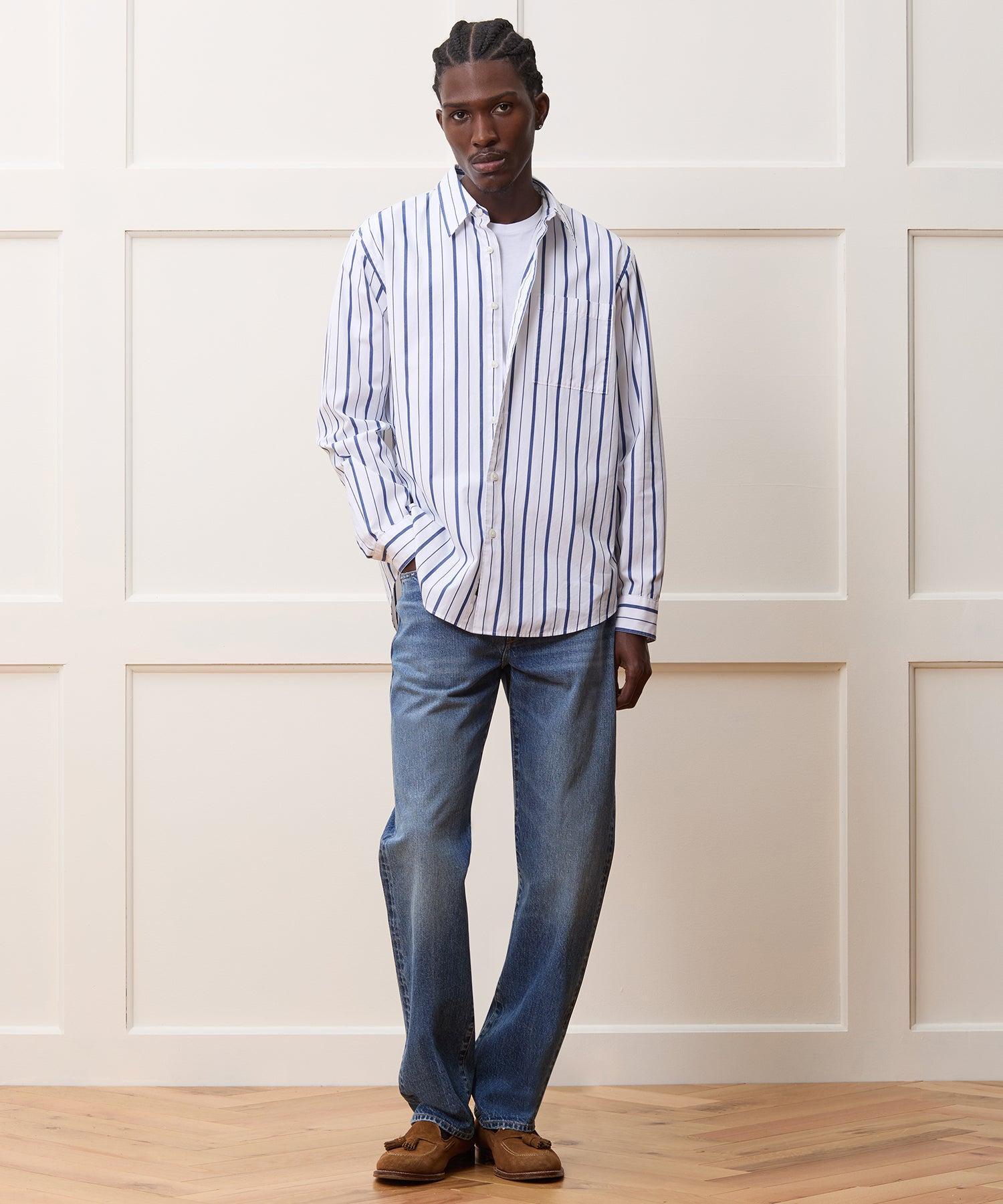 Relaxed Fit Cotton Poplin Point Collar Shirt Product Image