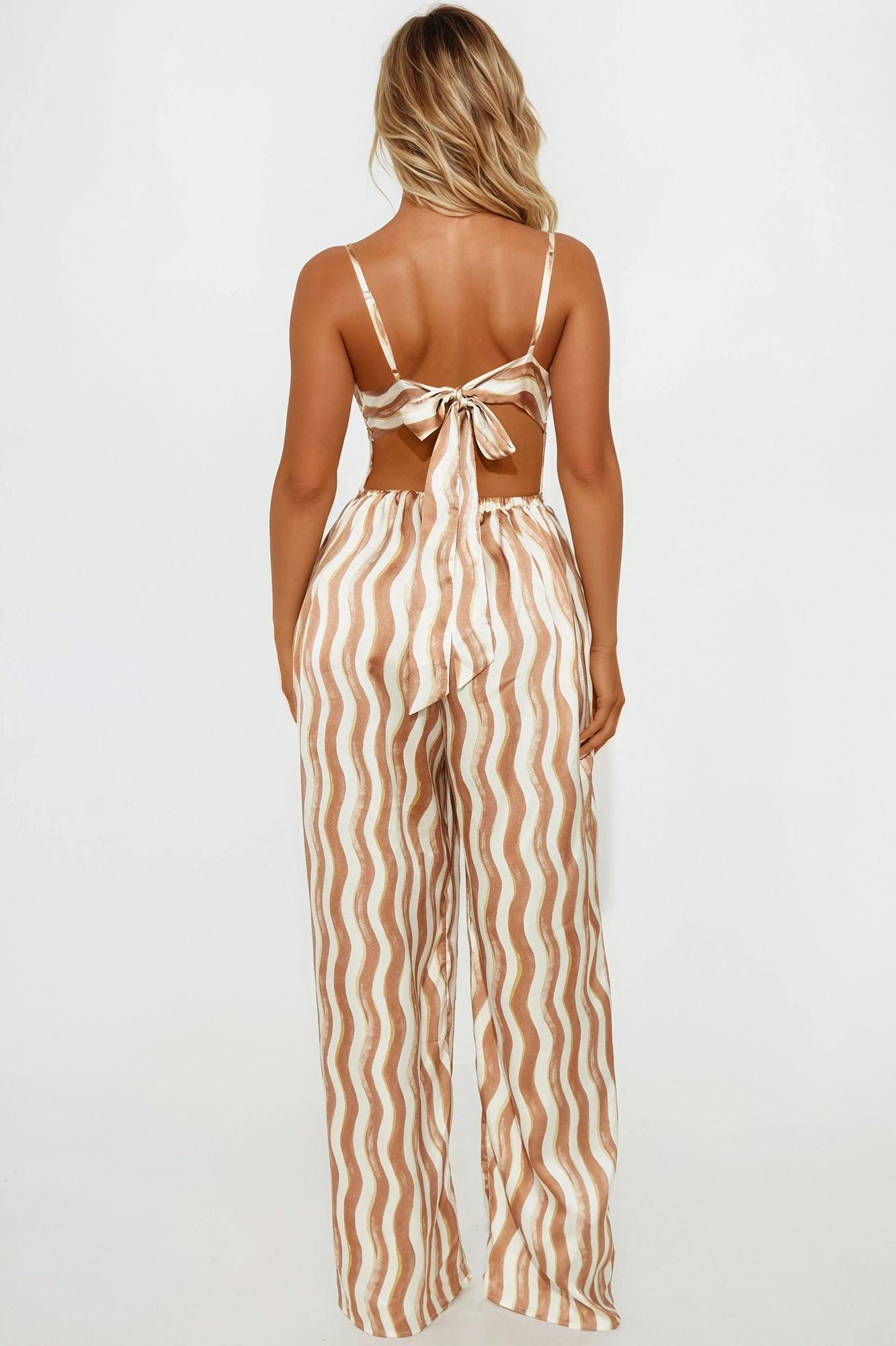 Remember This Moment Satin Jumpsuit - Mocha/combo Female Product Image