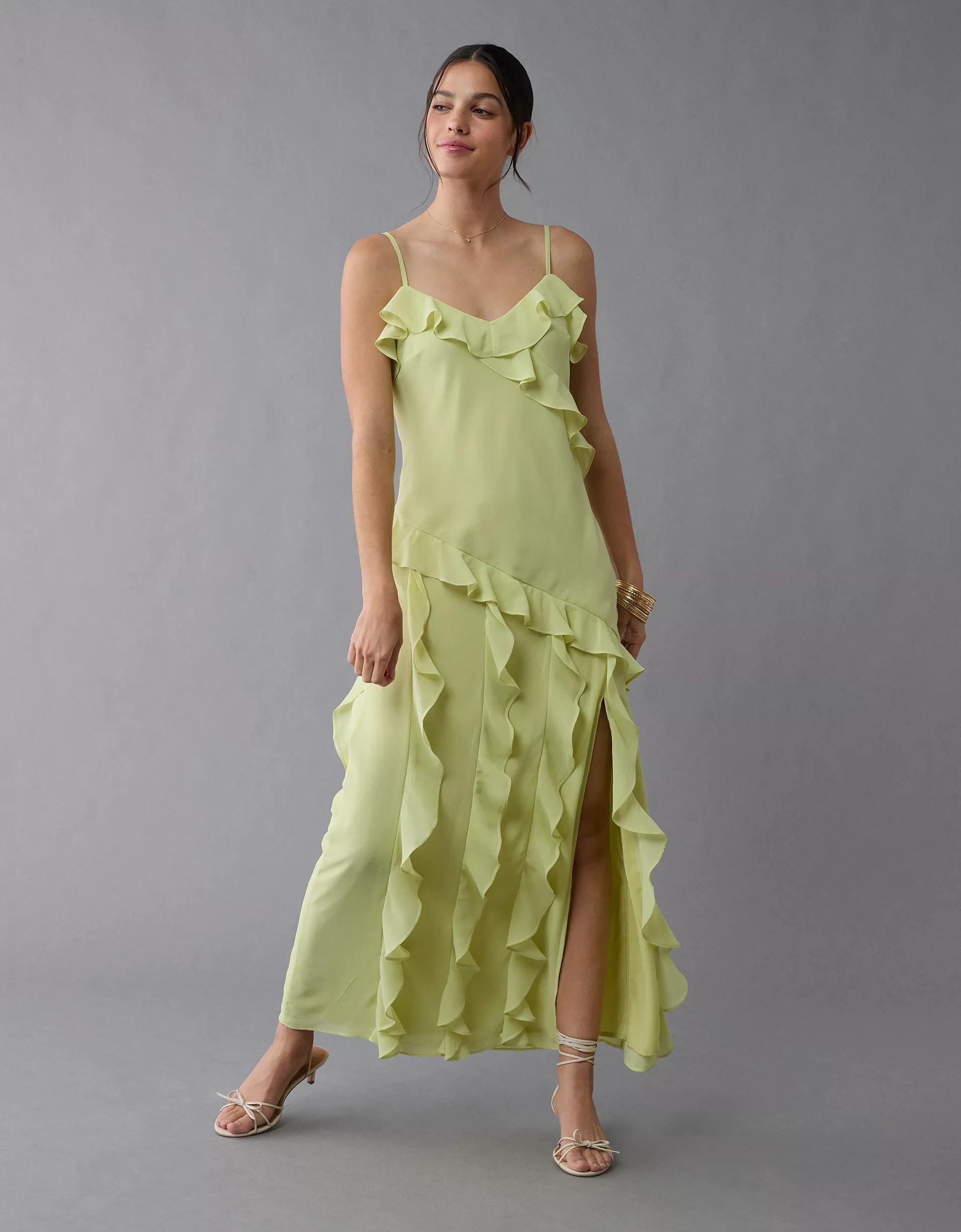 AE Ruffle Maxi Slip Dress Product Image