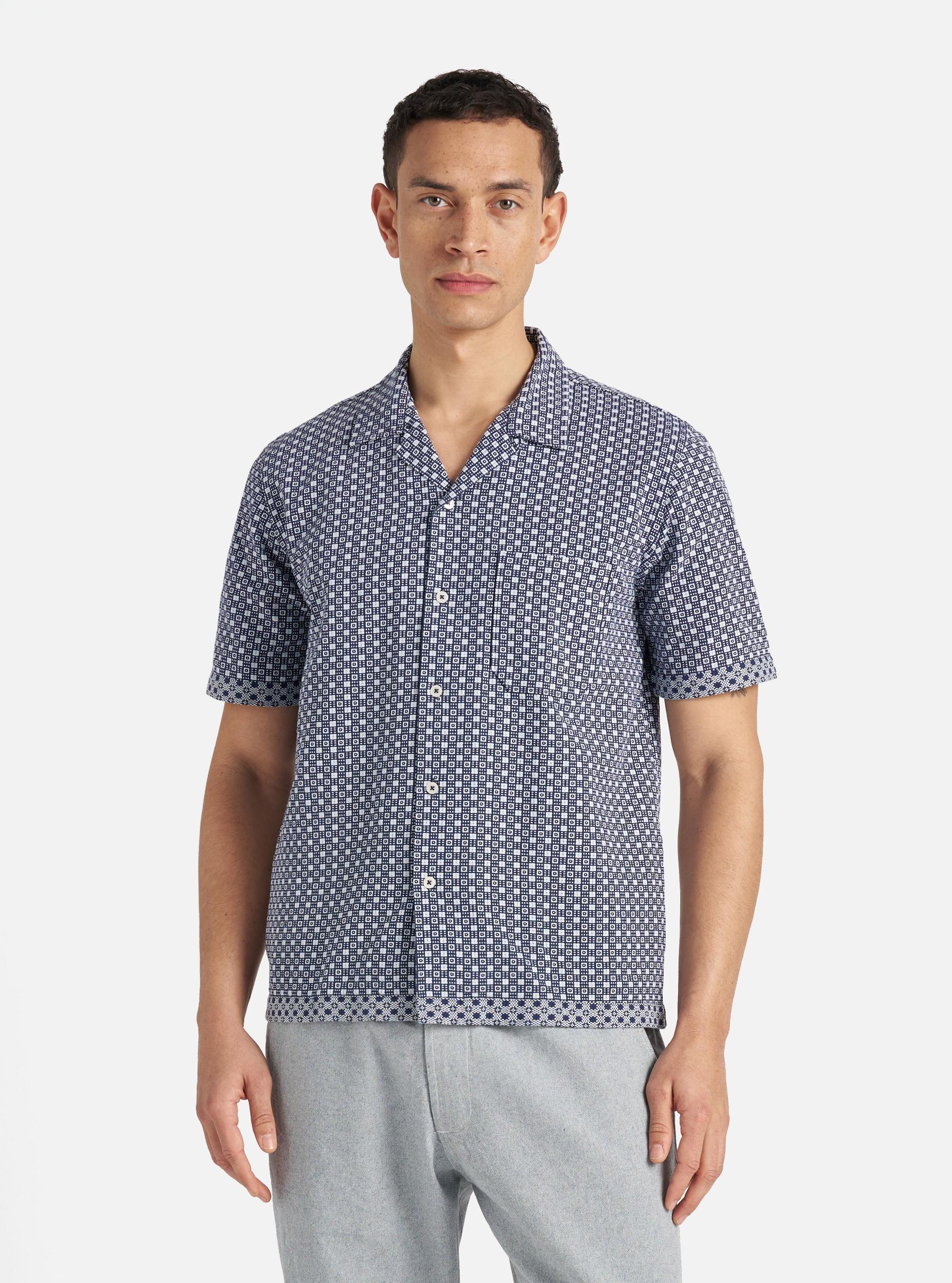 Universal Works Dean Road Shirt in Navy Tile 3 Cotton Product Image