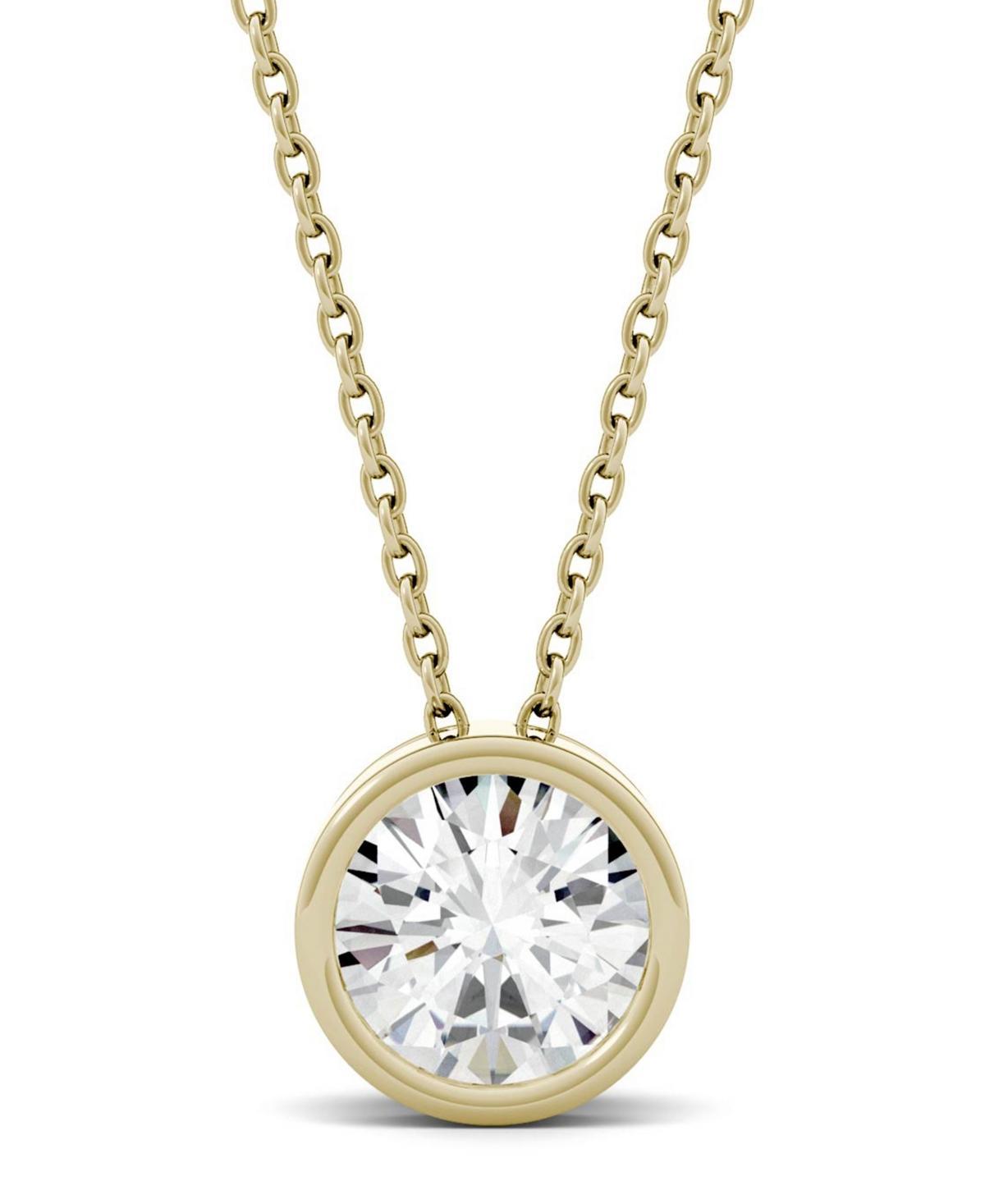 Charles & Colvard 14k Gold 1 Carat T.W. Lab-Created Moissanite Bezel Solitaire Pendant Necklace, Women's, White Product Image