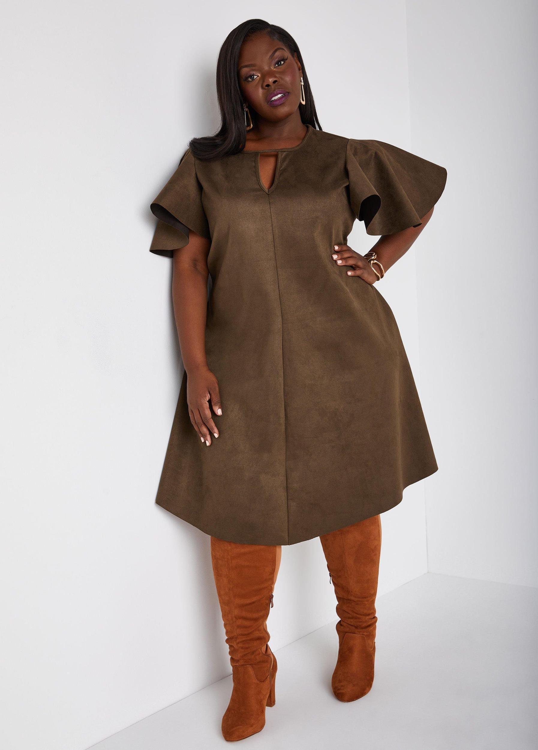 Faux Suede A Line Dress Product Image