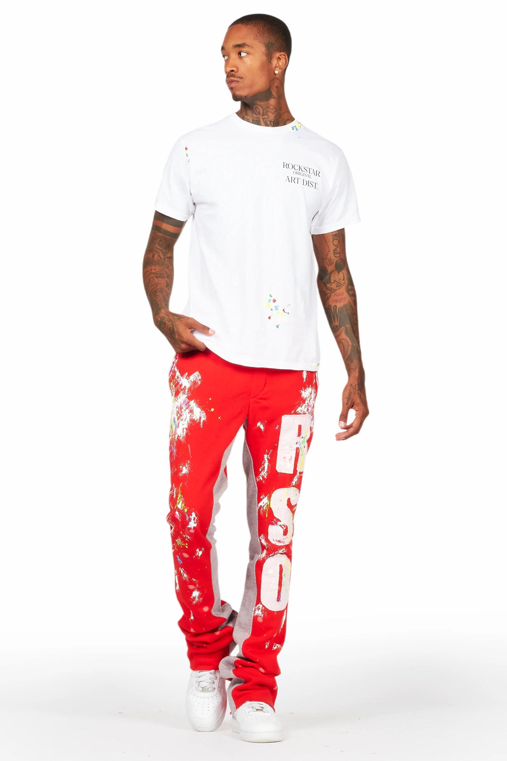 Washi Red Patchwork Stacked Flare Track Pant Male Product Image