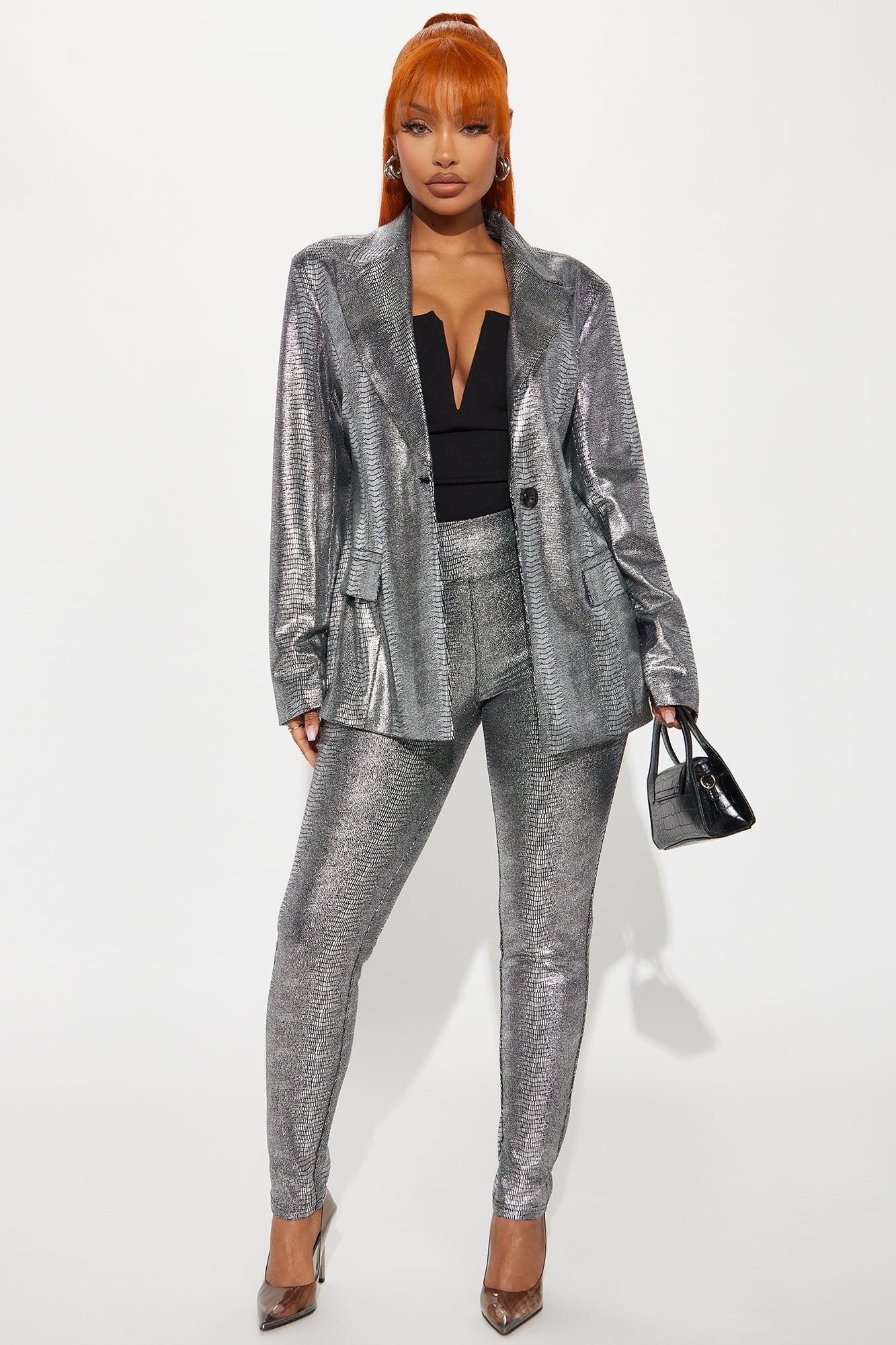 My Best Version Metallic Blazer - Silver Product Image