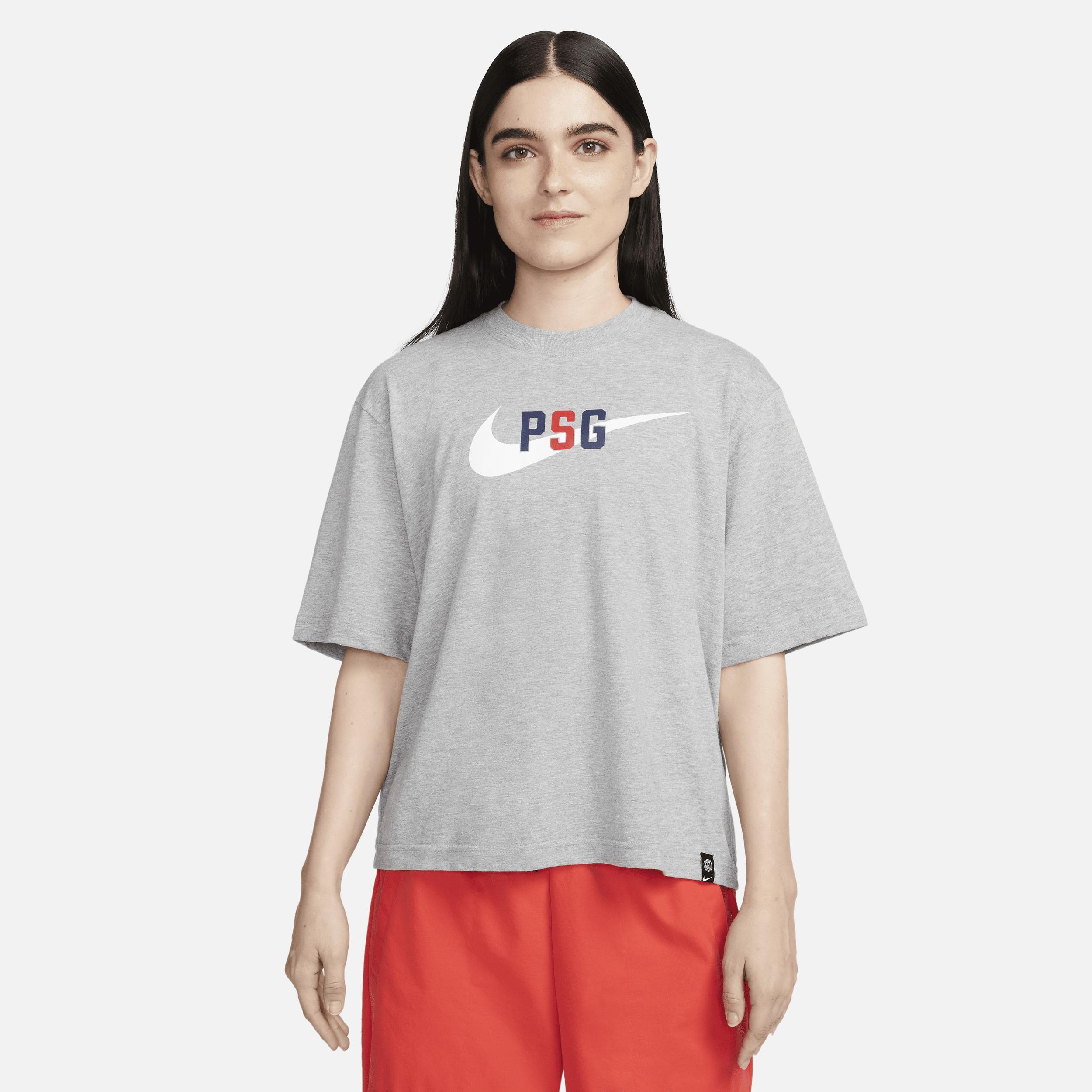Women's Paris Saint-Germain Nike Heather Gray Swoosh T-Shirt, Size: Medium, Psg Grey Product Image