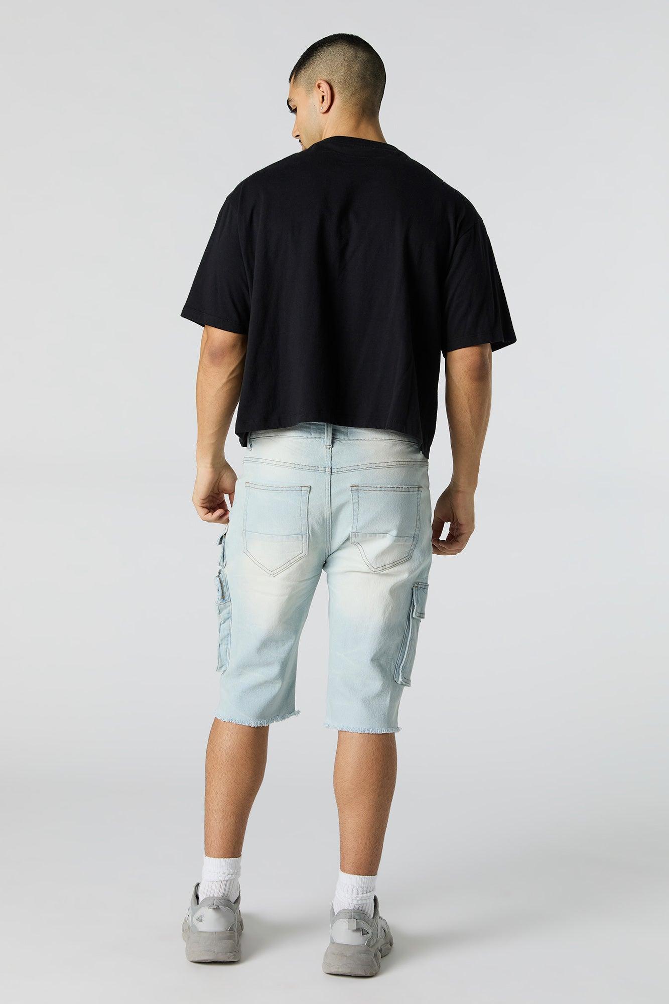 Stretch Denim Longline Cargo Short Male Product Image