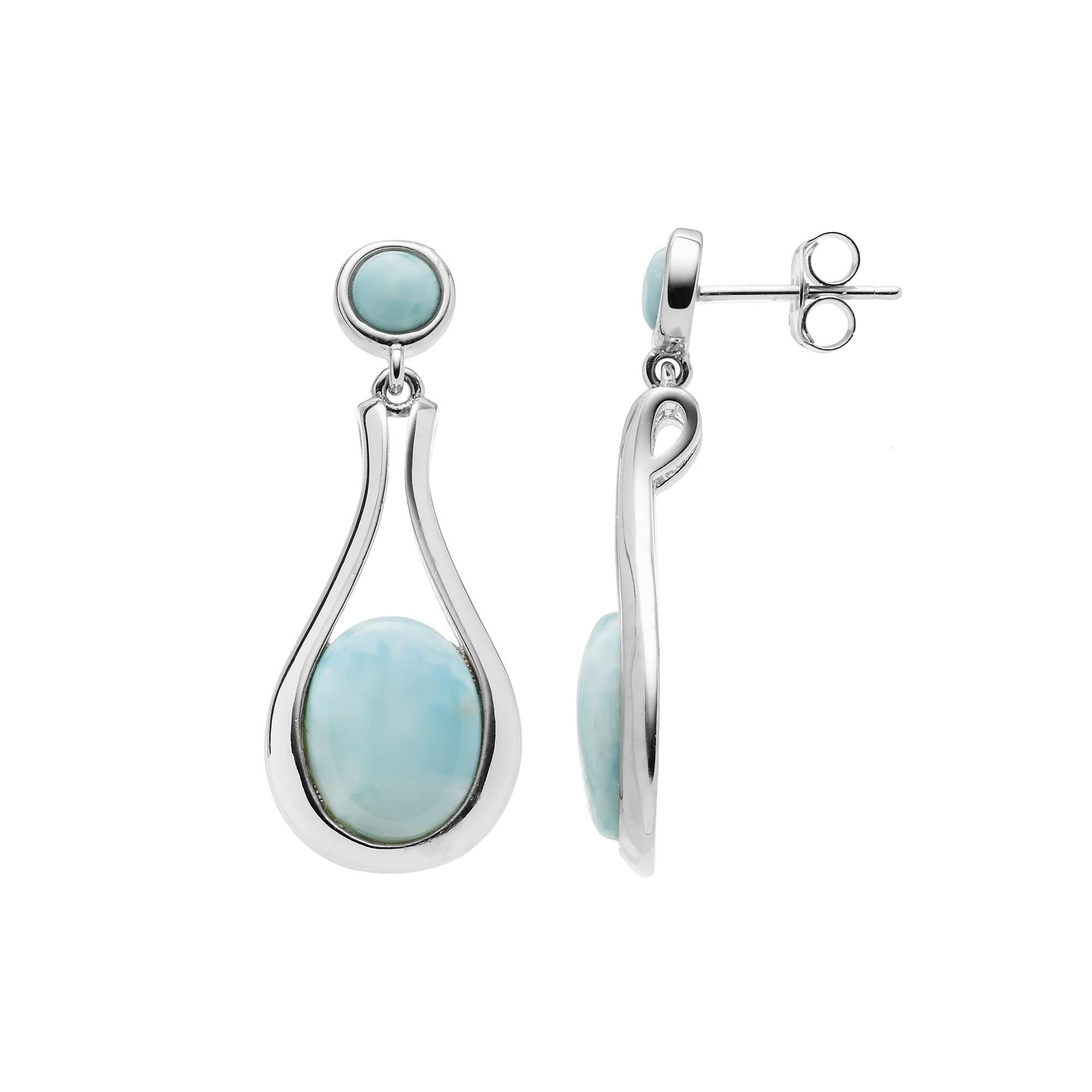 Sterling Silver Larimar Teardrop Earrings, Women's, Blue Product Image