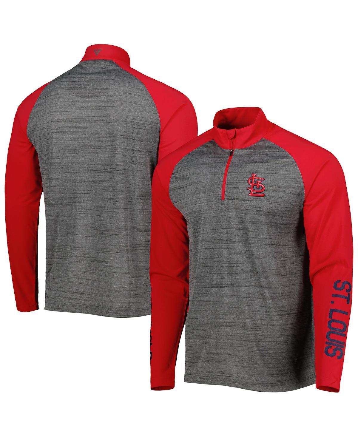 Men's Levelwear Heather Gray St. Louis Cardinals Vandal Raglan Quarter-Zip Top, Size: Small, Grey Product Image