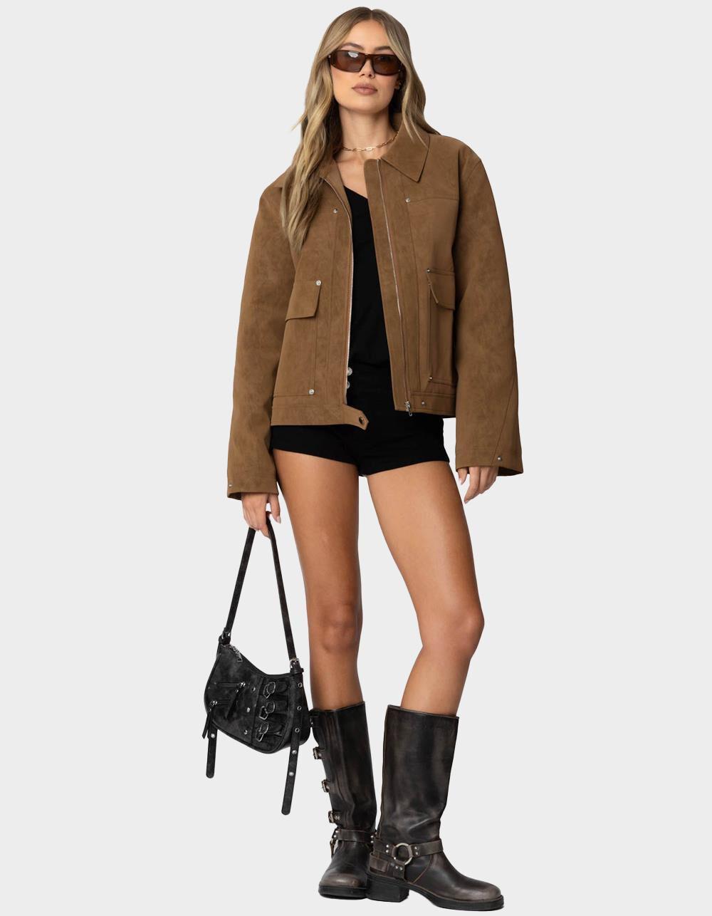 EDIKTED Annabelle Oversized Faux Suede Jacket Product Image