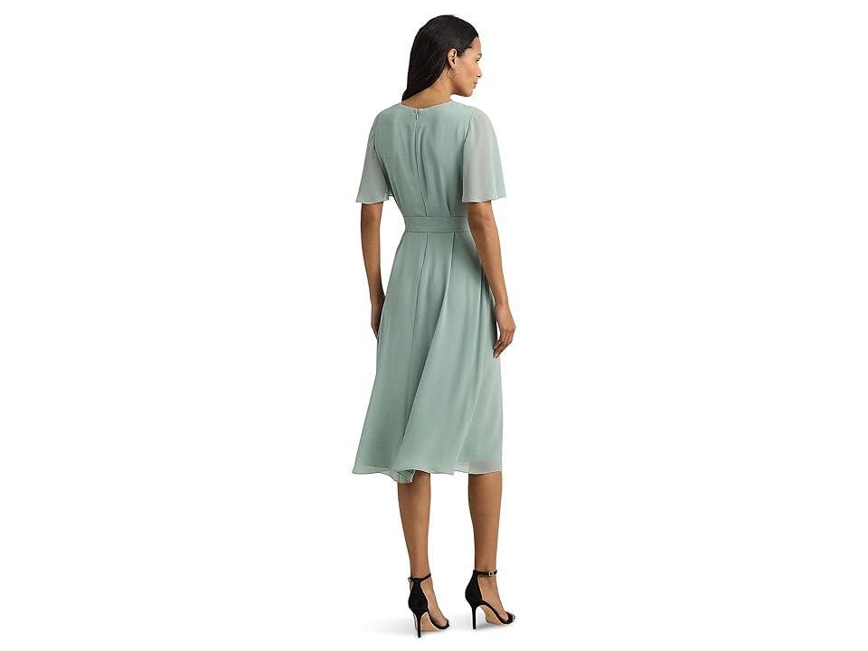 Lauren Ralph Lauren Belted Georgette Dress Opal) Women's Dress Product Image
