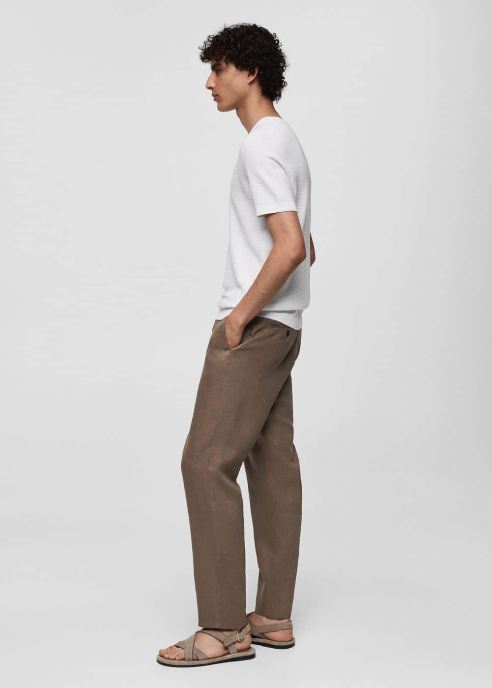 Mango Mens Linen Slim-Fit Pants Product Image