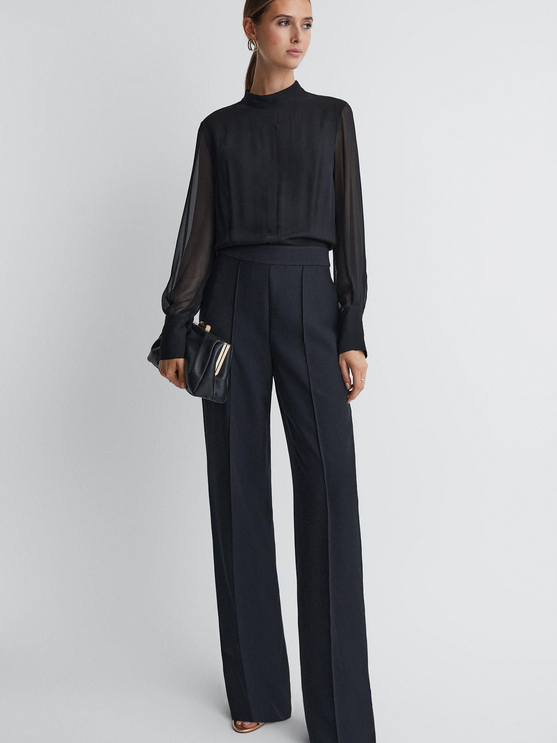 Sheer Fitted Jumpsuit in Black Product Image