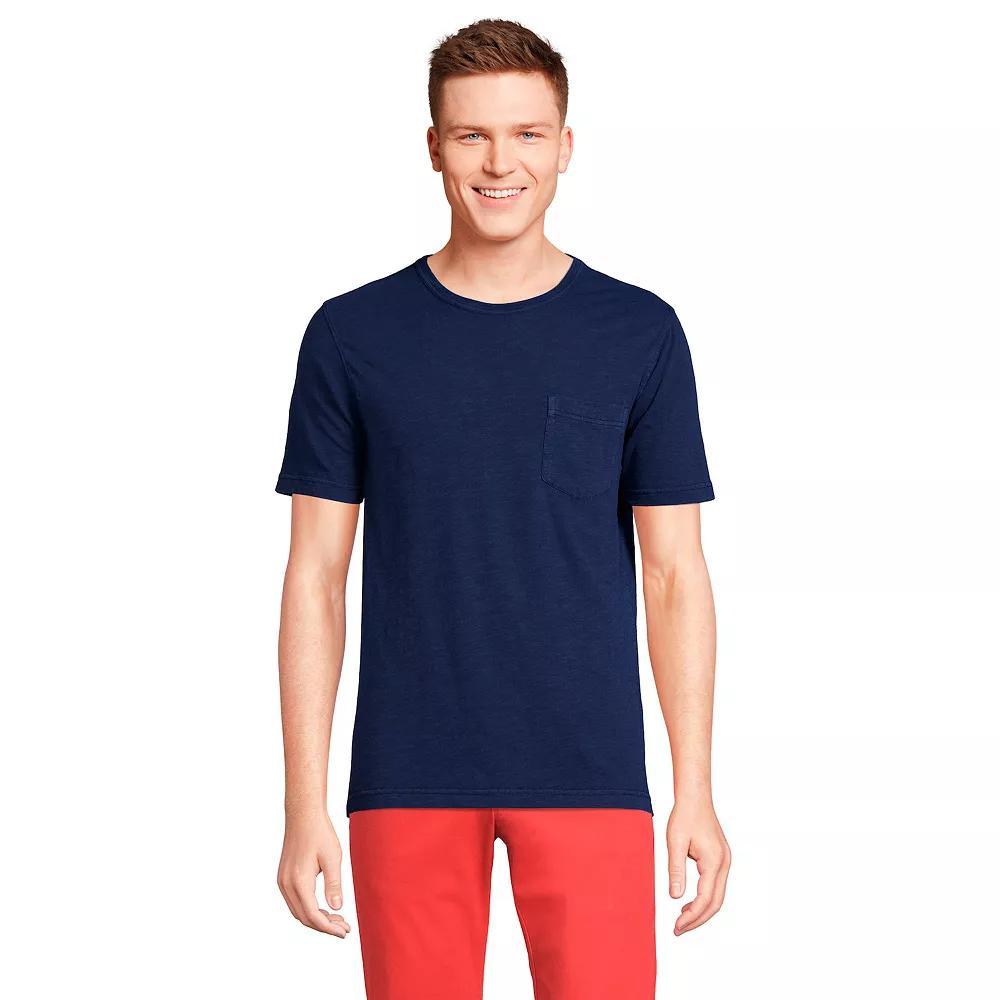 Mens Lands End Short Sleeve Pocket Tee Deep Blue Product Image