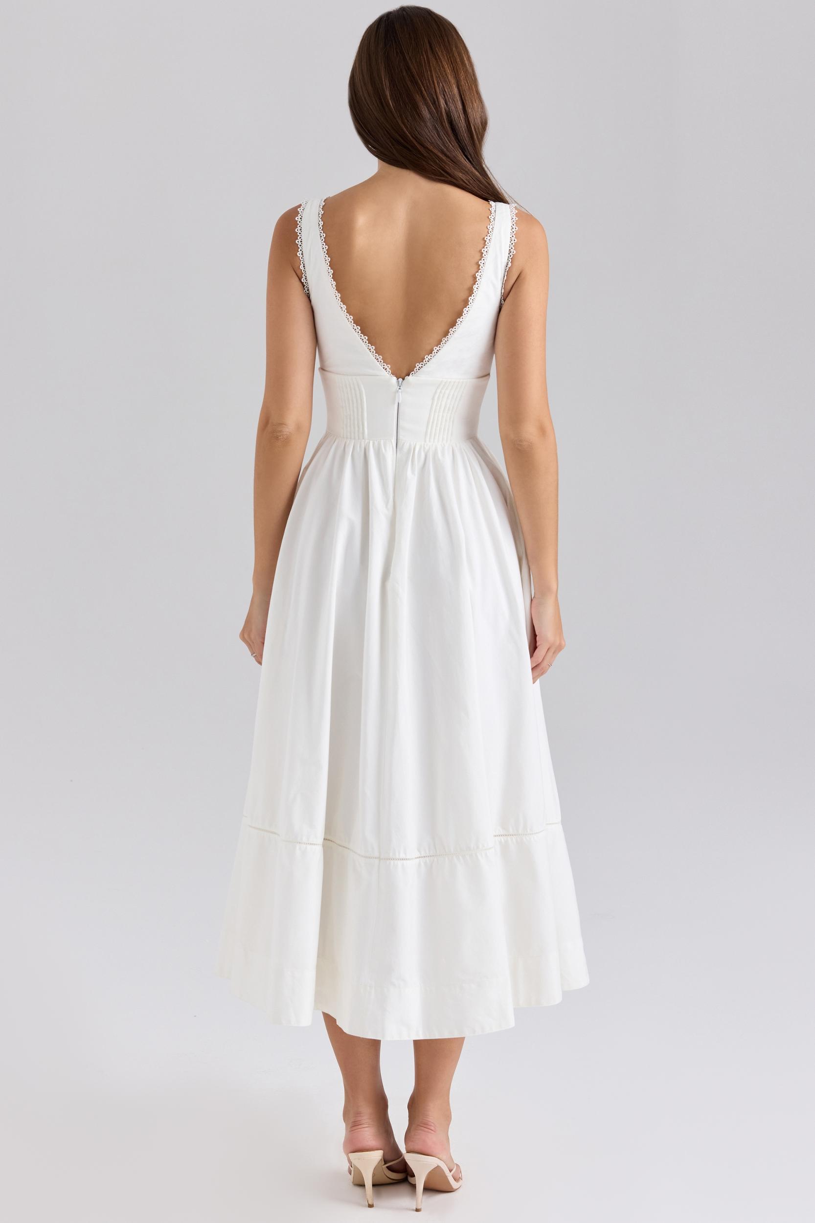 Samia  white stretch cotton midi sundress Product Image