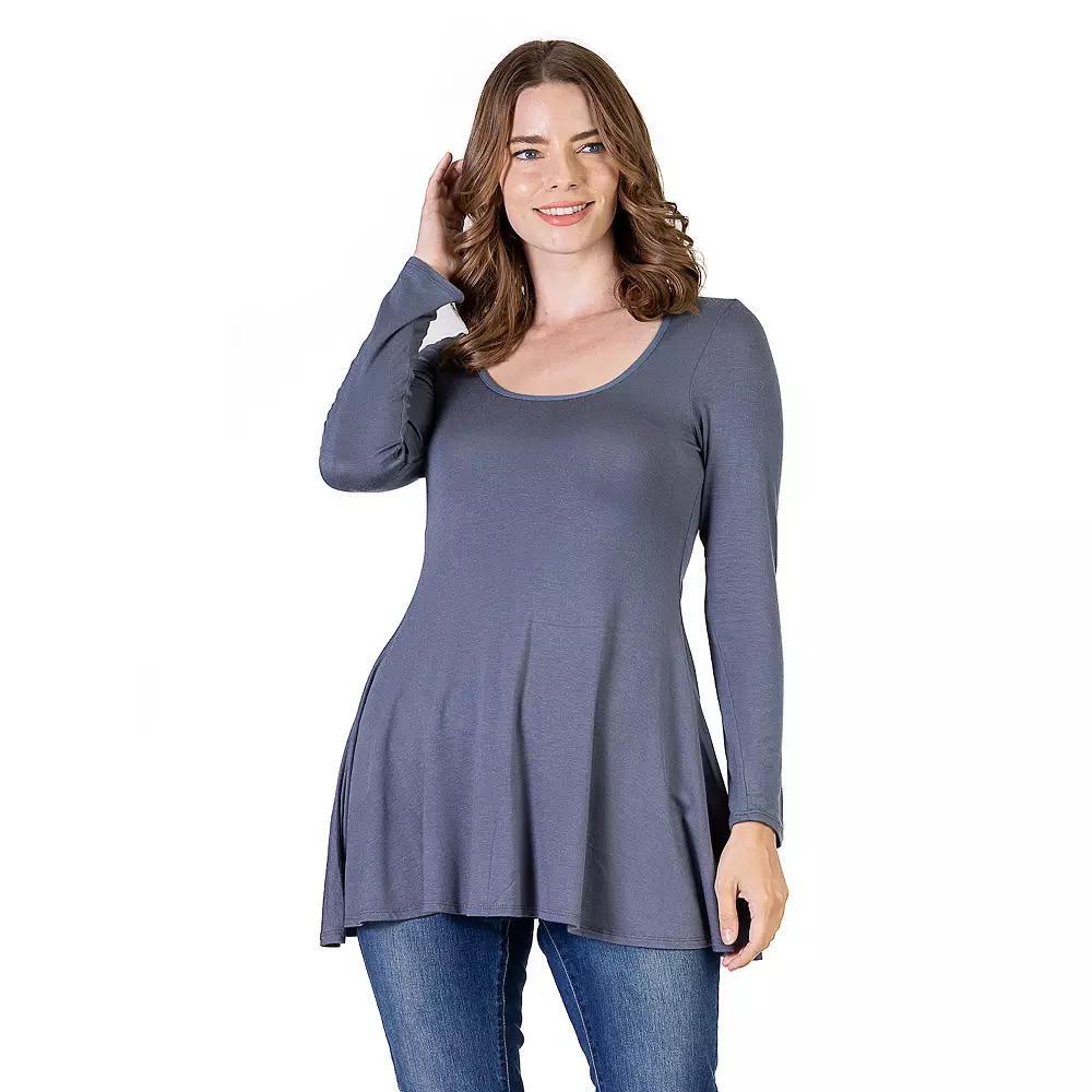 Womens 24Seven Comfort Apparel Swing Style Flared Tunic Top Purple Product Image