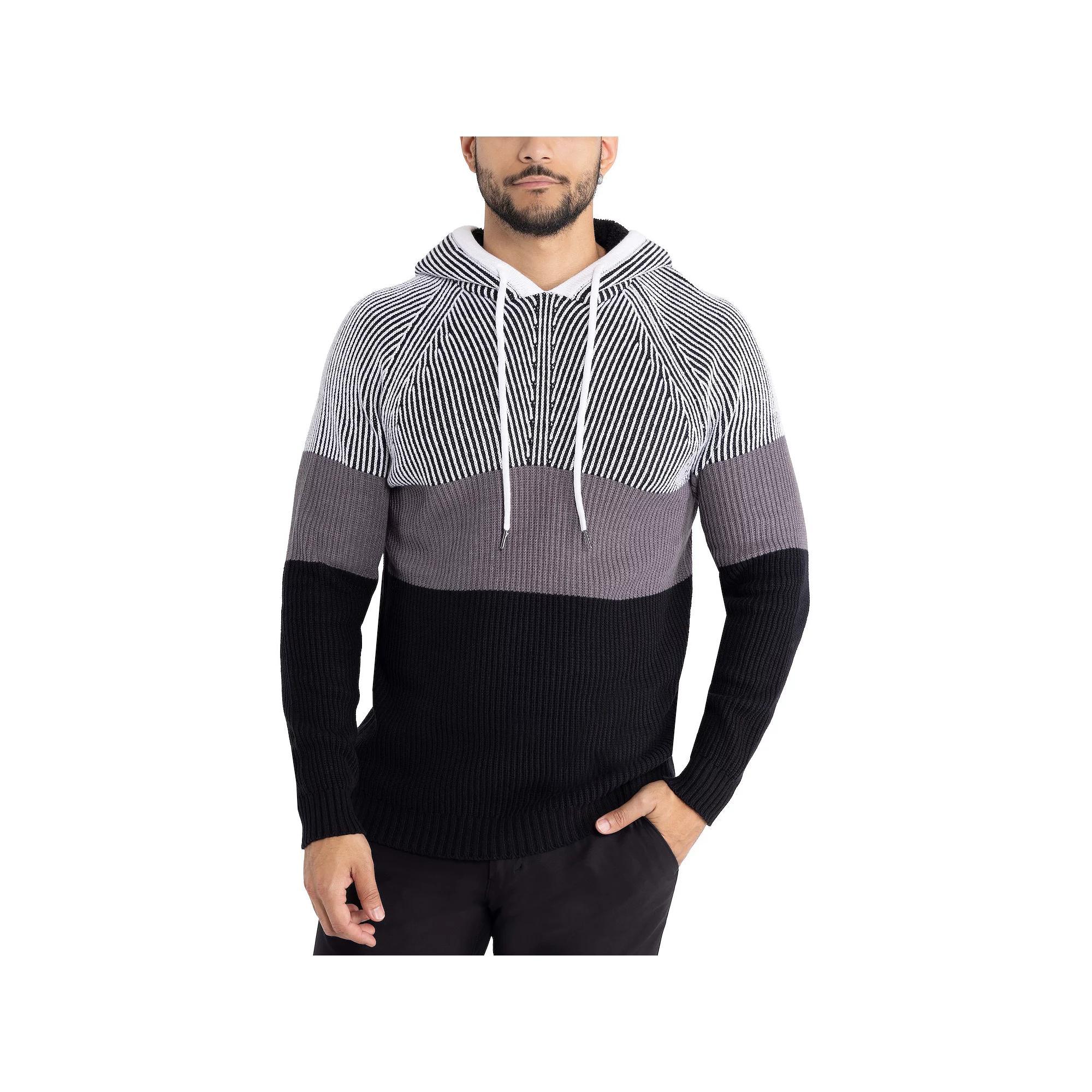 Men's Xray Regular-Fit Colorblock Pullover Hooded Sweater, Size: XXL, White Product Image