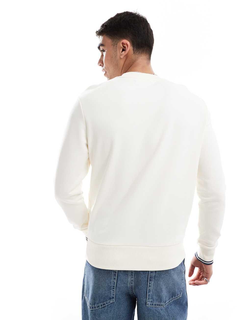 Fred Perry crew neck sweatshirt in off white Product Image
