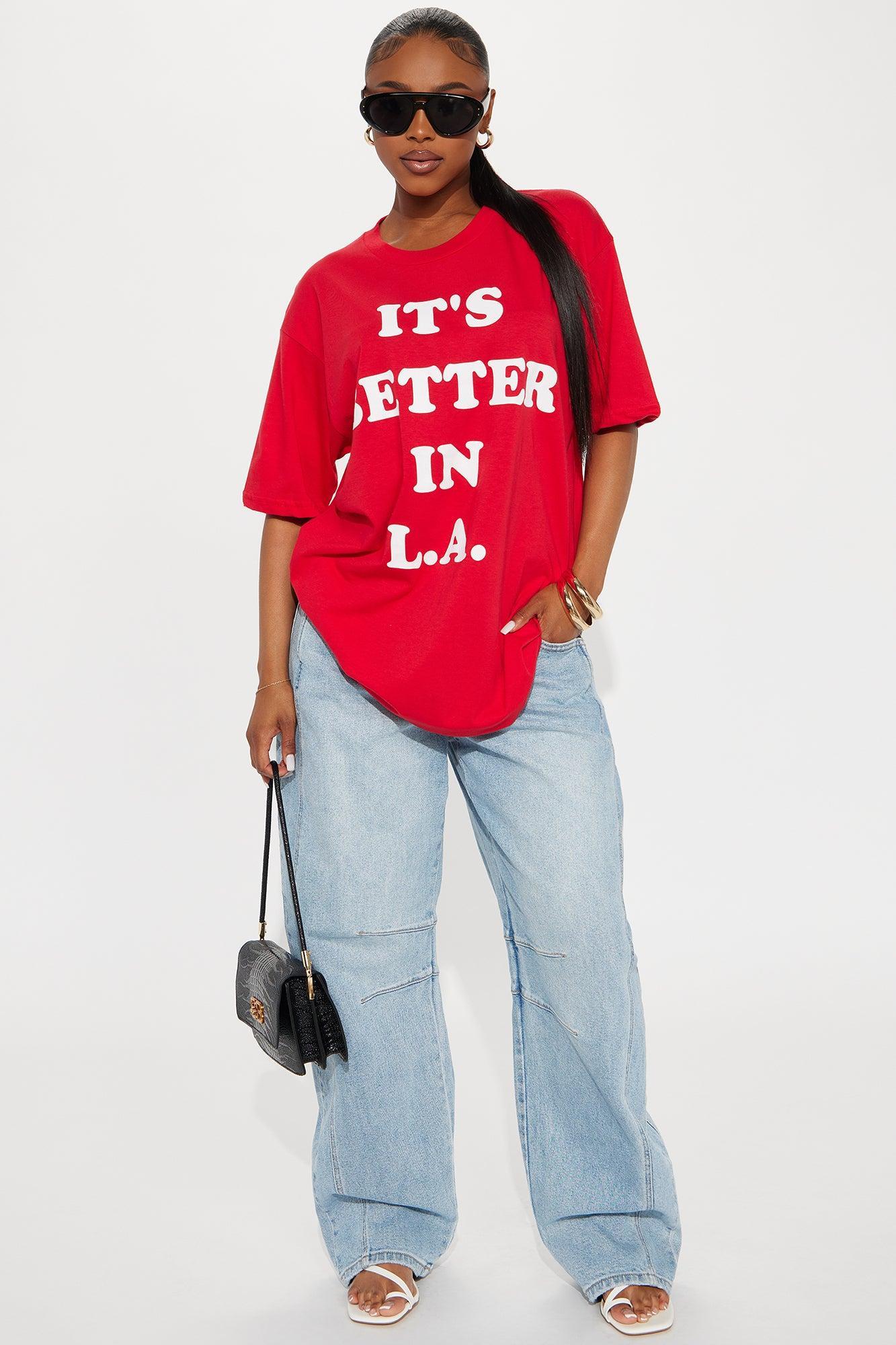 It's Better In LA Oversized Tee - Red Product Image