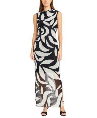 Donna Morgan Womens Mesh Printed Maxi Dress - Black Product Image