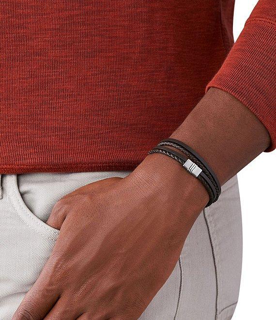 Fossil Men's Leather Braided Multi-Strand Bracelet Product Image
