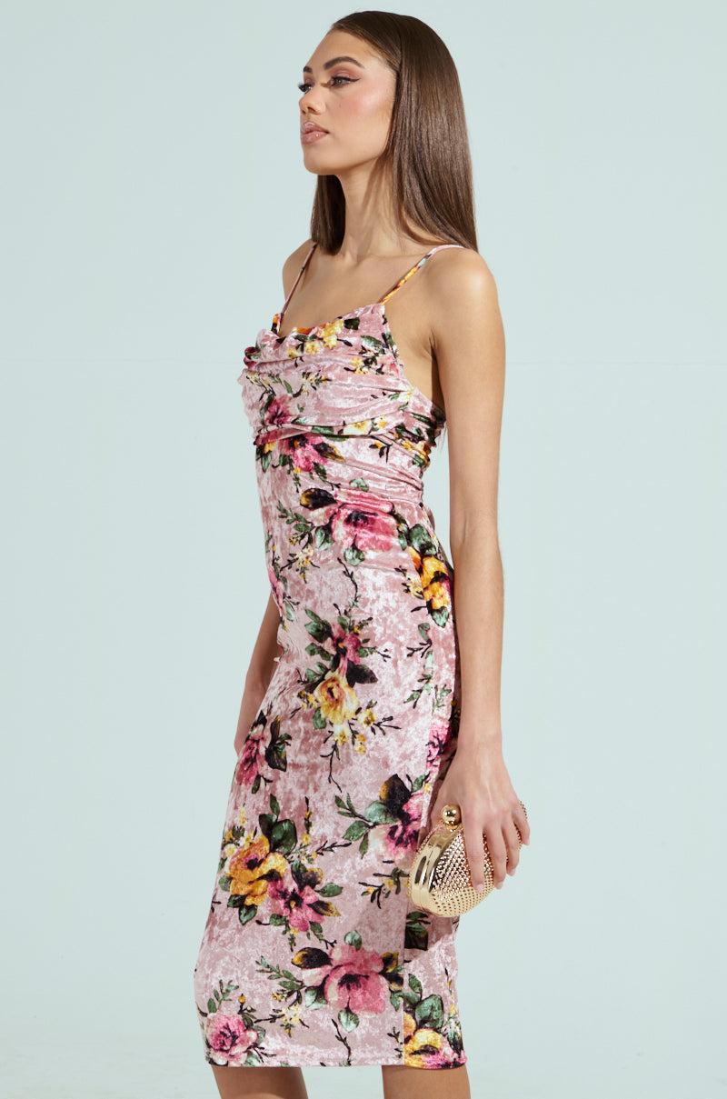 CHARLOTTE PRINTED VELVET MIDI DRESS Product Image