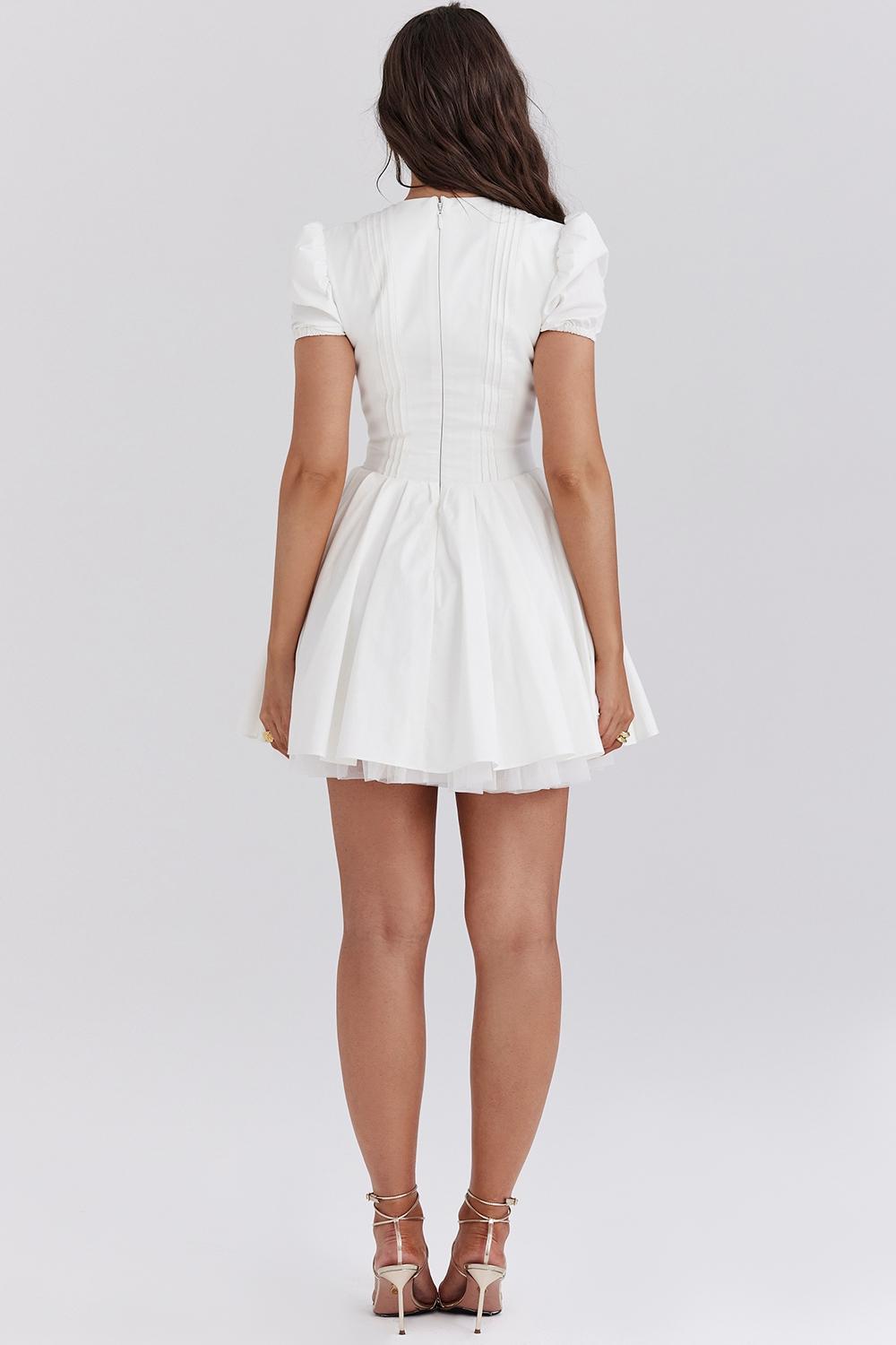 Imani  white pleated cotton mini dress Product Image