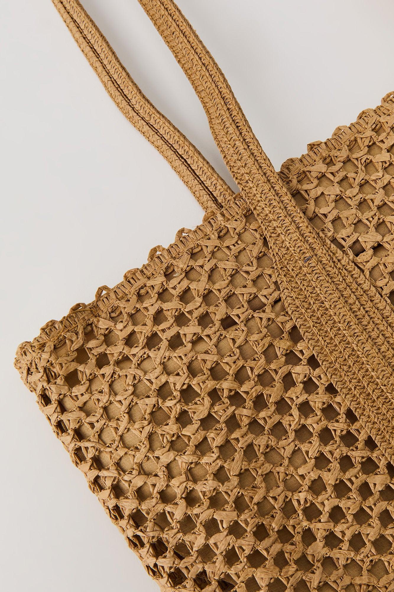Open Weave Straw Tote Bag Female Product Image