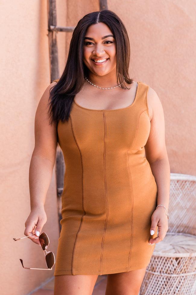 Hey Good Lookin' Camel Mini Dress FINAL SALE Product Image