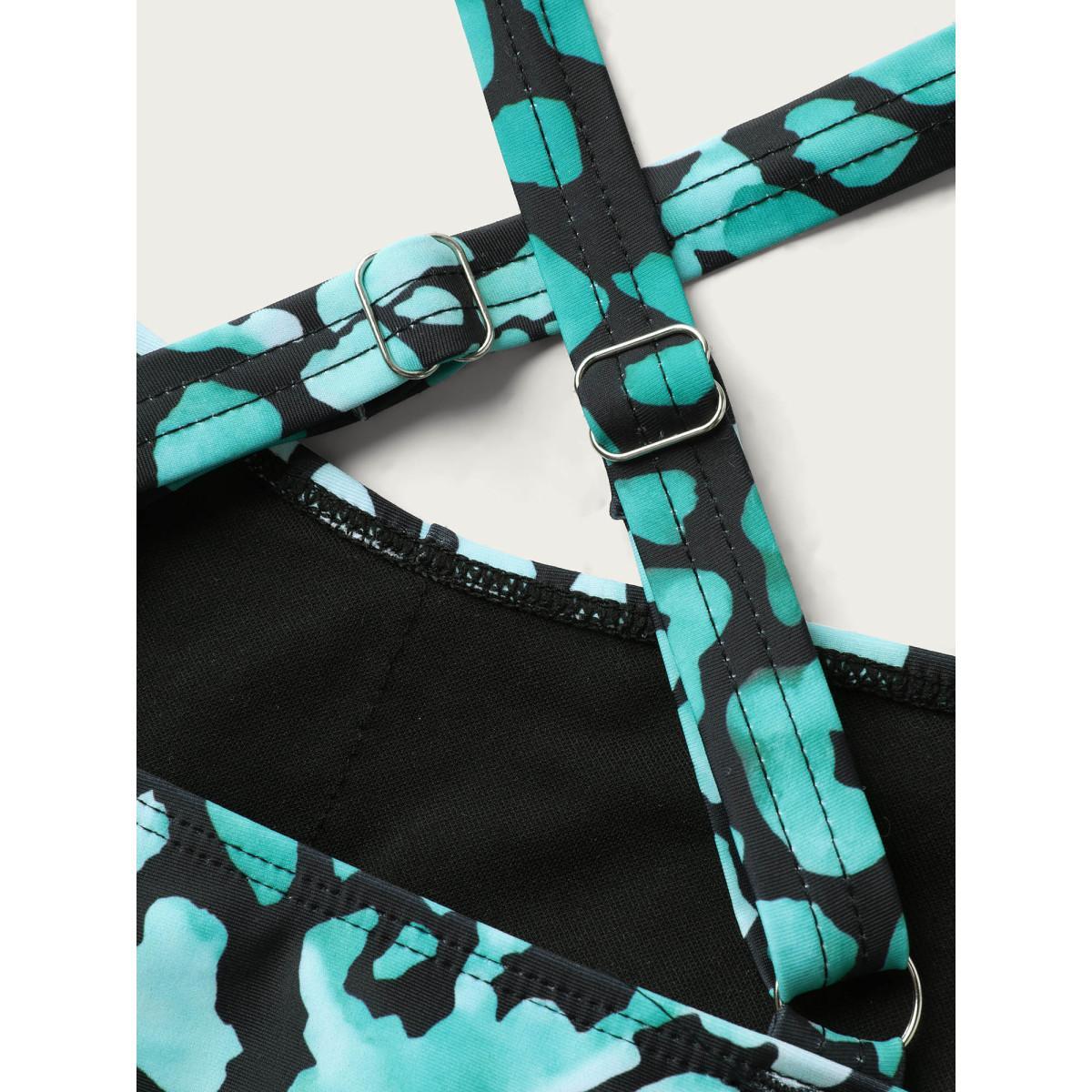 Plus Size Leopard Twist Front One-Piece Swimsuit Women's Swimwear Emerald Beach Gathered Curve Bathing Suits High stretch One Pieces BloomChic 10/M Product Image