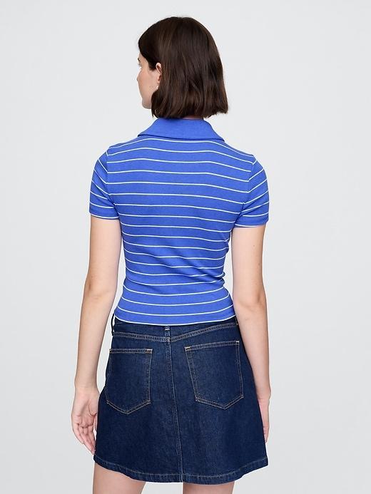 Modern Rib Cropped Polo Shirt Product Image