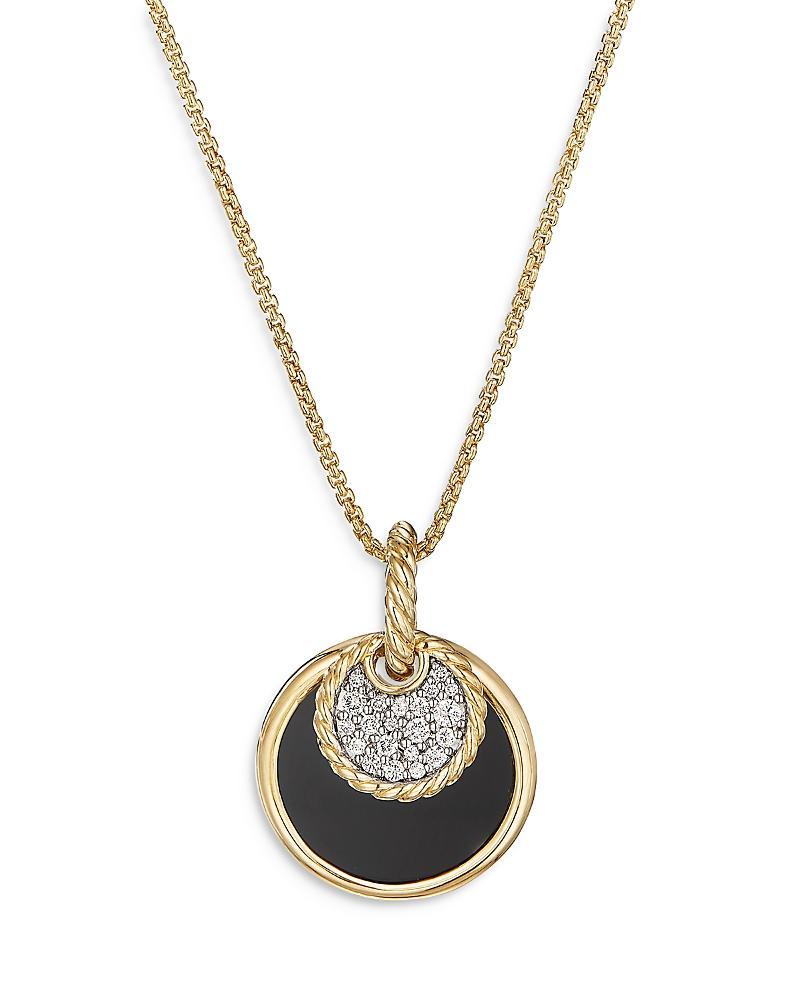 Womens DY Elements Convertible Pendant Necklace in 18K Yellow Gold with Diamonds and Black Onyx Reversible to Mother of Pearl, 21.5mm Product Image