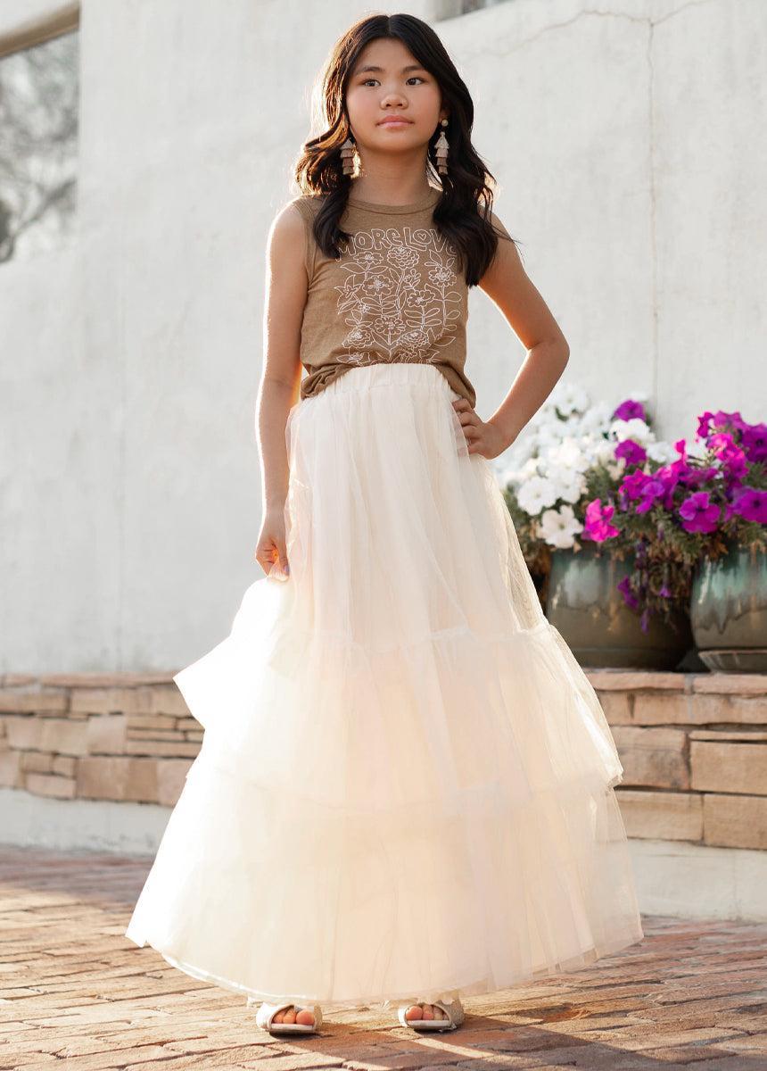 Zenni Skirt in Cream Girls Product Image